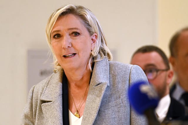 <p>French far-right leader Marine Le Pen outside court</p>