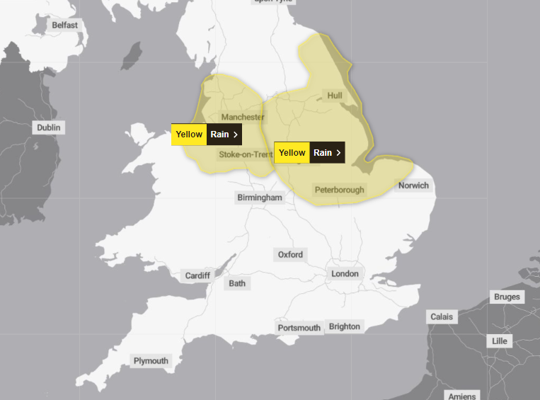 The warning in the north west will end at 8pm and the eastern warning will end at 3am on Tuesday