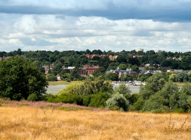 <p>A view over Woodbridge and the River Deben, in Suffolk, eastern England</p>