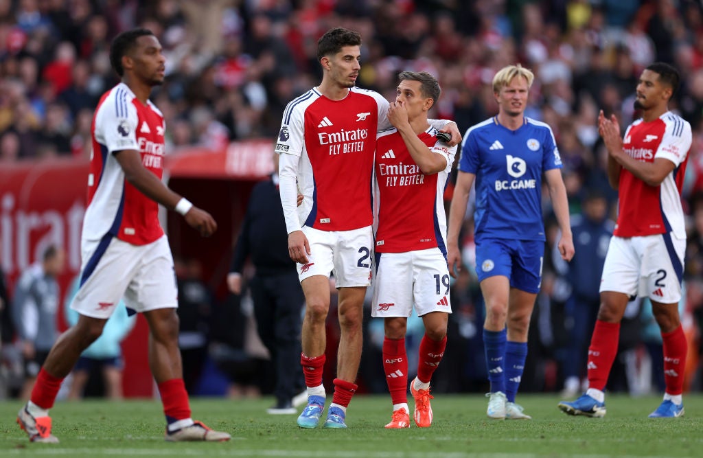 Arsenal needed two stoppage-time goals to beat Leicester last time out