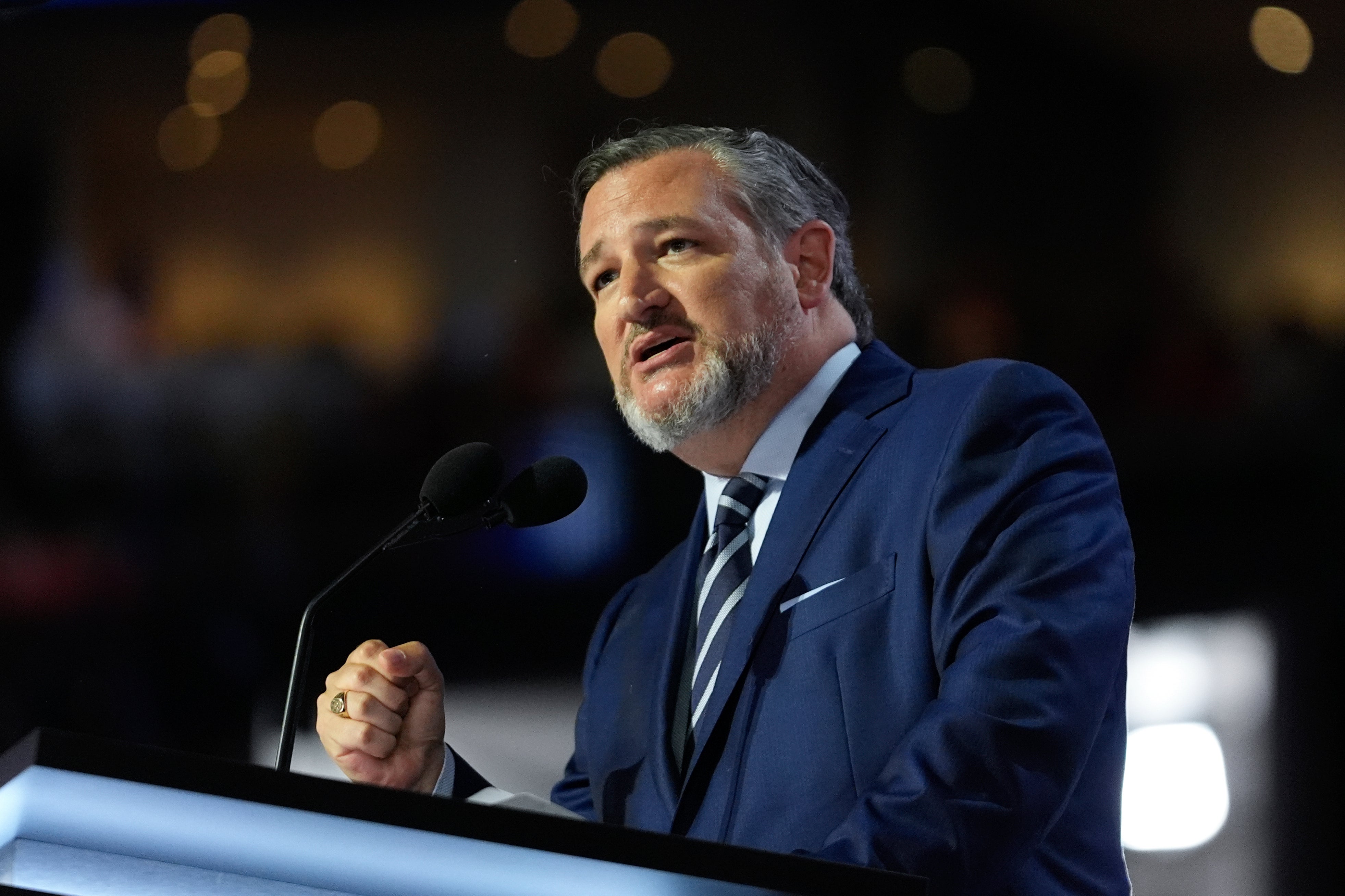 Ted Cruz, seen at the RNC in July, is polling at a statistical tie against his Democratic rival Colin Allred in the race for his Texas’ Senate seat.