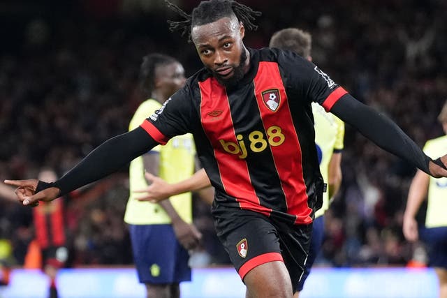 Antoine Semenyo celebrates Bournemouth’s third goal against Southampton (Adam Davy/PA)