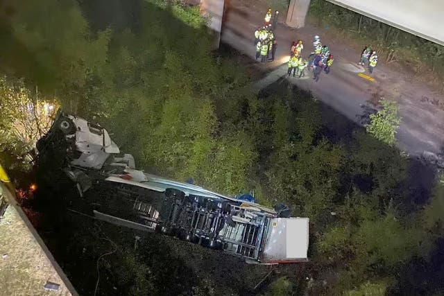 <p>The scene under the viaduct in Warrington </p>