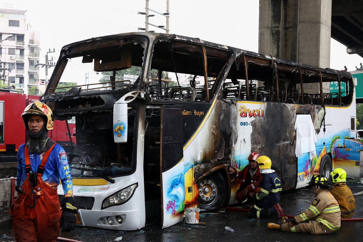 At least 23 feared dead after school bus bursts into flames in Bangkok