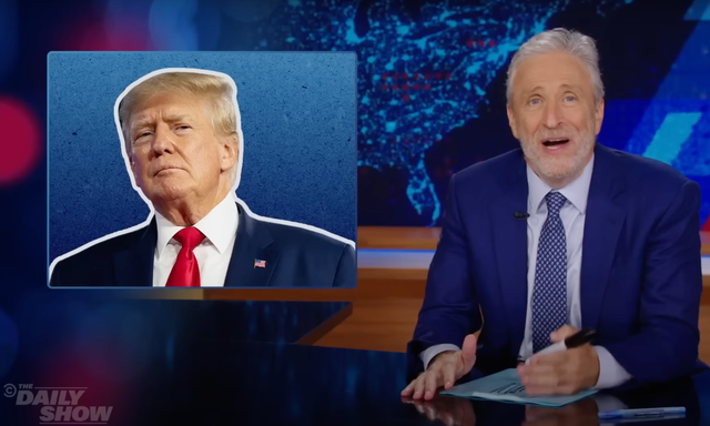 <p>Jon Stewart coined a new nickname for the former president on Monday’s show: Bizarro Trump </p>