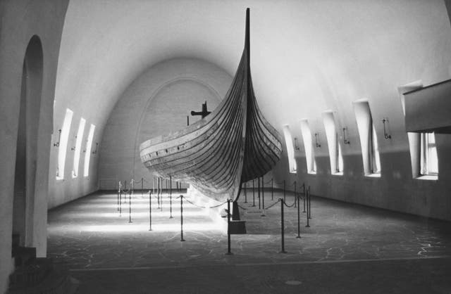 <p>Viking longboat on display at Viking museum in Oslo</p>