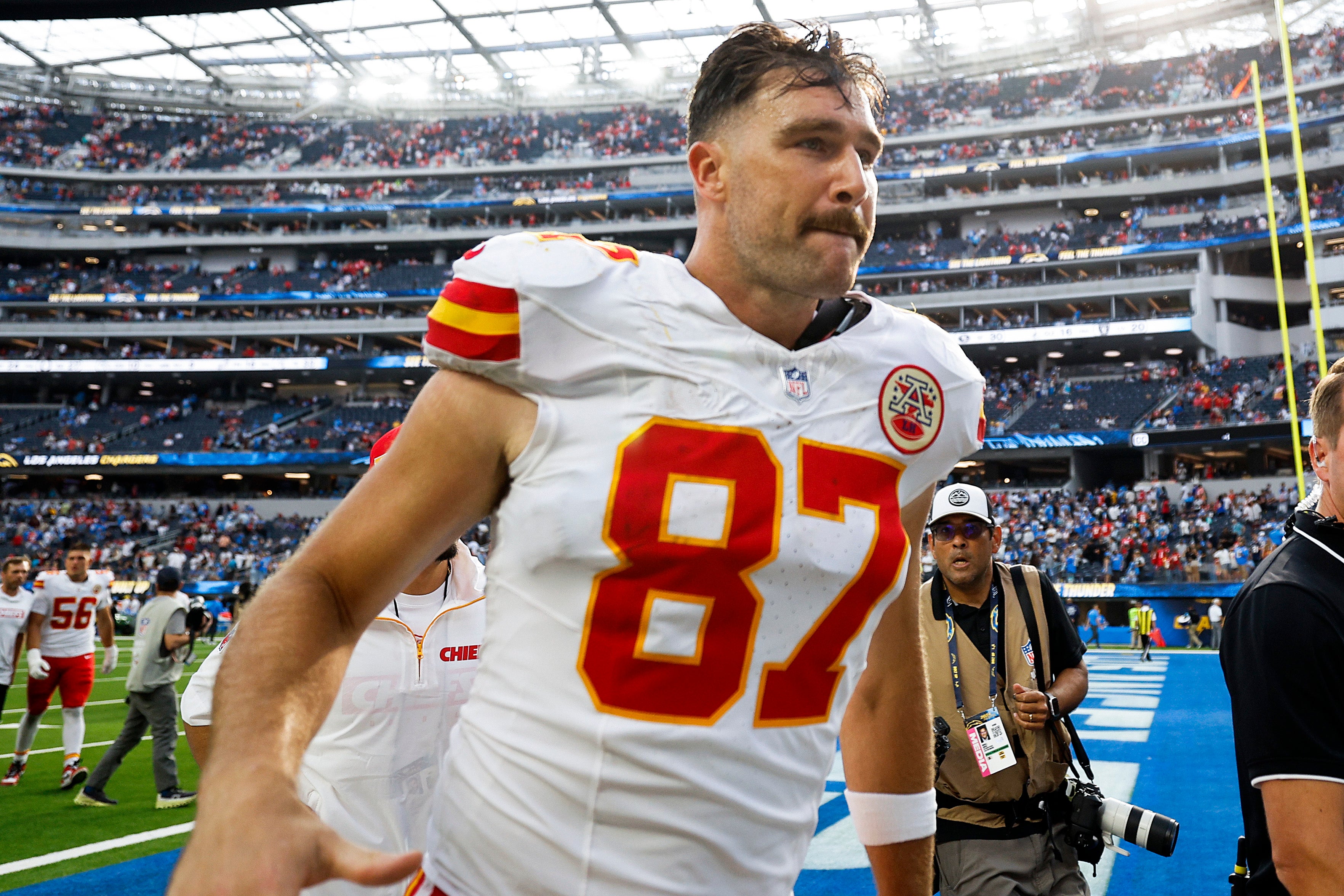 Travis Kelce at Chiefs game agains the Chargers in 2024