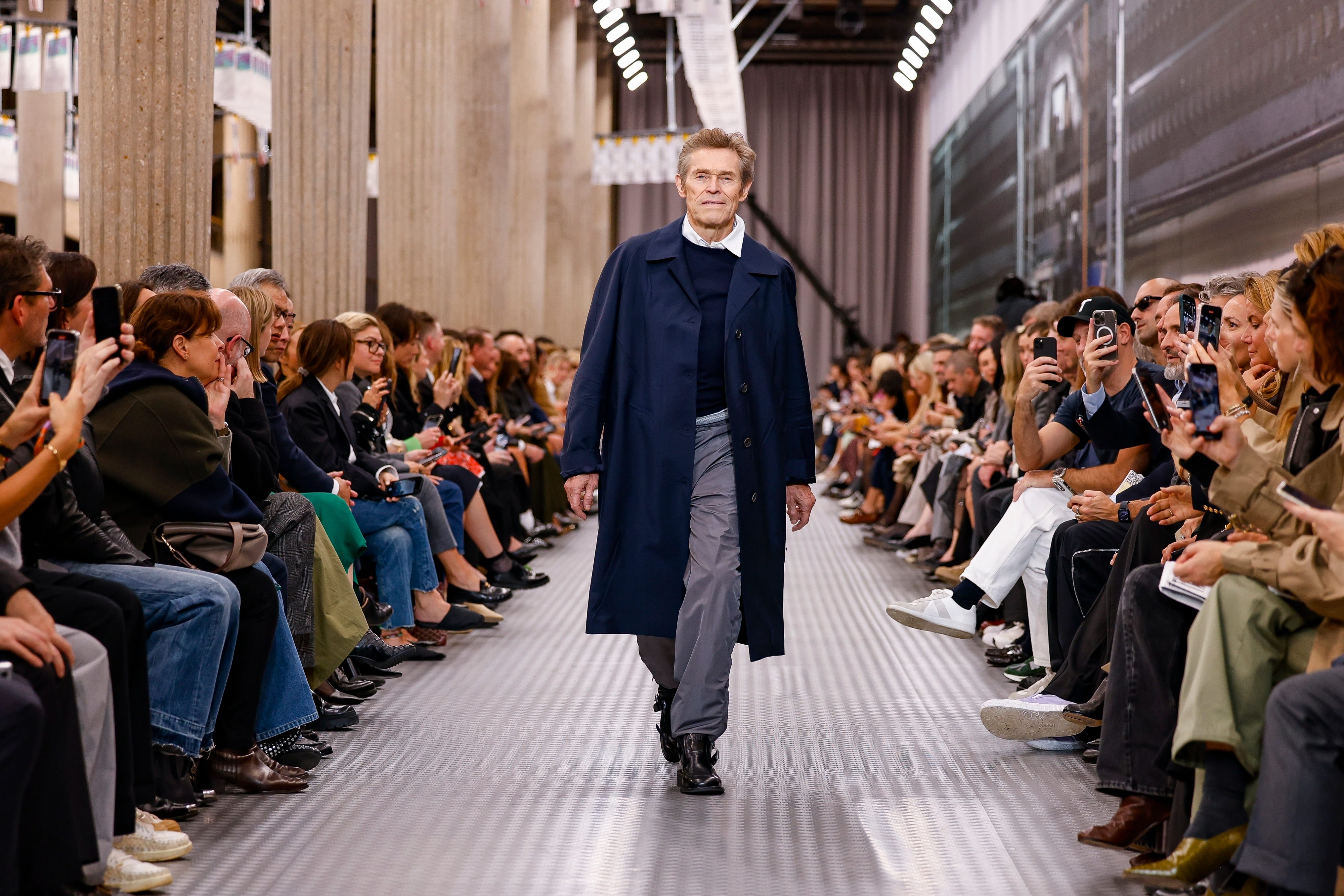 Willem Dafoe showcased his best walk on the Miu Miu runway (Vianney Le Caer/AP)