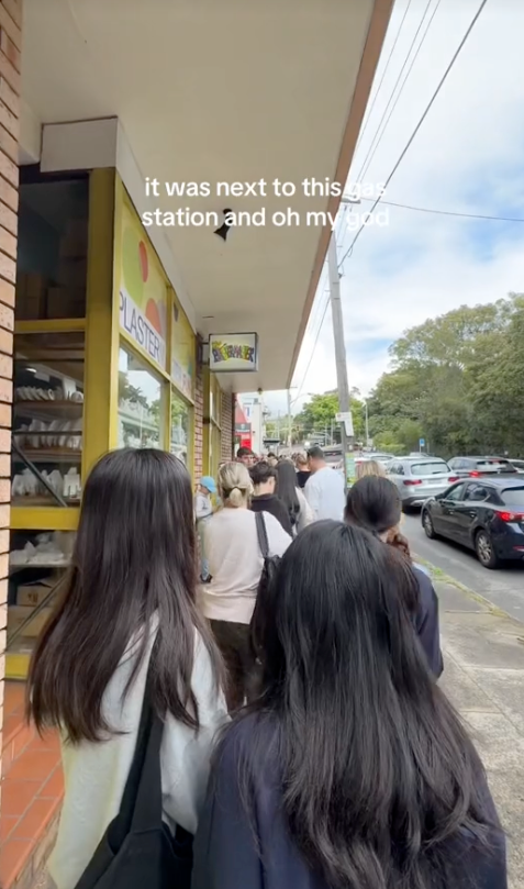 Influencers lined up for the unofficial Crumbl cookie pop-up stall in North Bondi