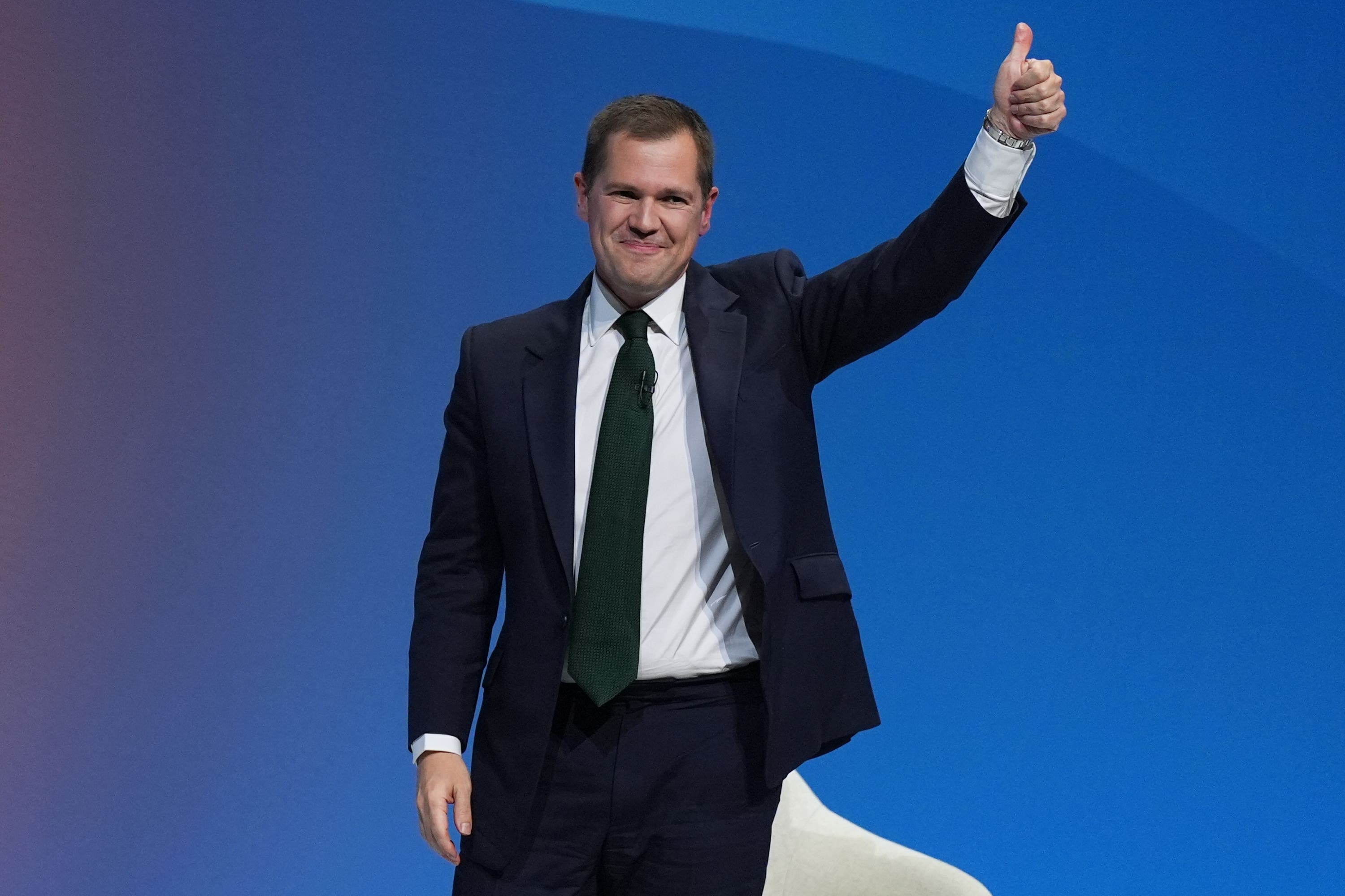 Conservative Party leadership candidate Robert Jenrick after taking part in a Q&A during the Conservative Party Conference at the International Convention Centre in Birmingham (Jacob King/PA)