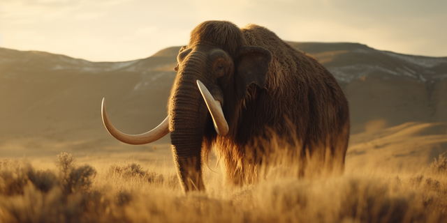 <p>An artist’s impression of the woolly mammoth </p>