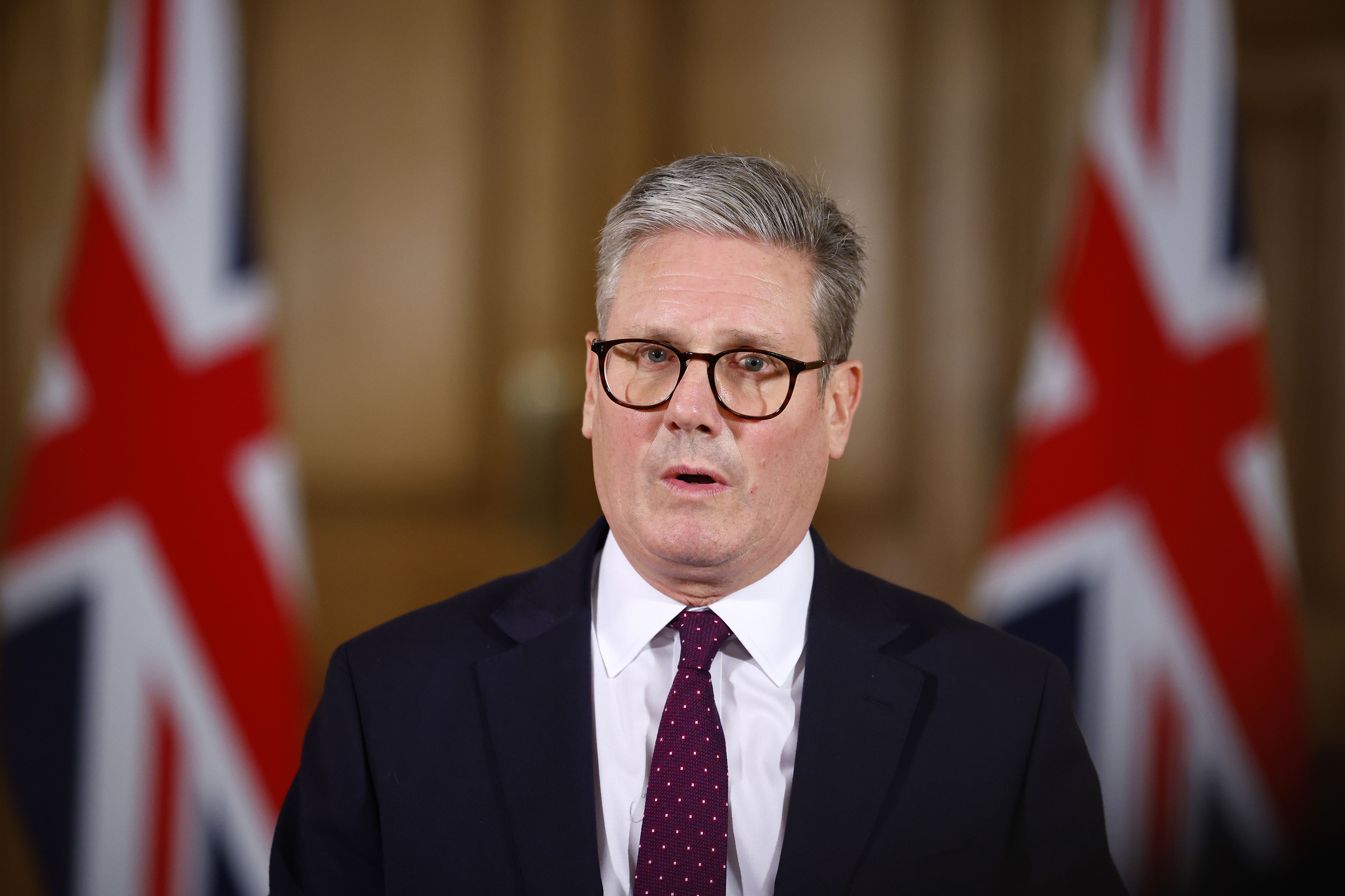 Sir Keir Starmer delivers a statement on the situation in the Middle East from 10 Downing Street (Benjamin Cremel/PA)