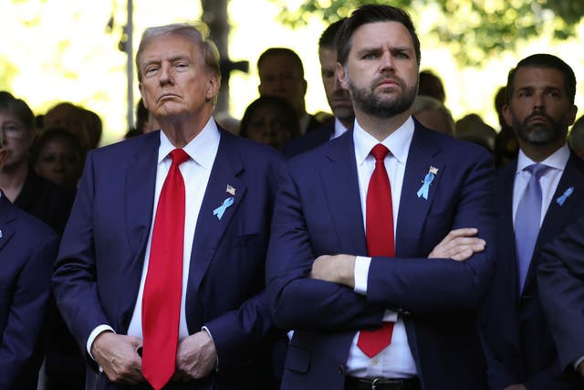 <p>Donald Trump and JD Vance appear at a September 11 memorial event in New York City. </p>