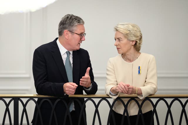 <p>Keir Starmer with European Commission president Ursula von der Leyen as he attempts to reset Britain’s relationship with the EU</p>