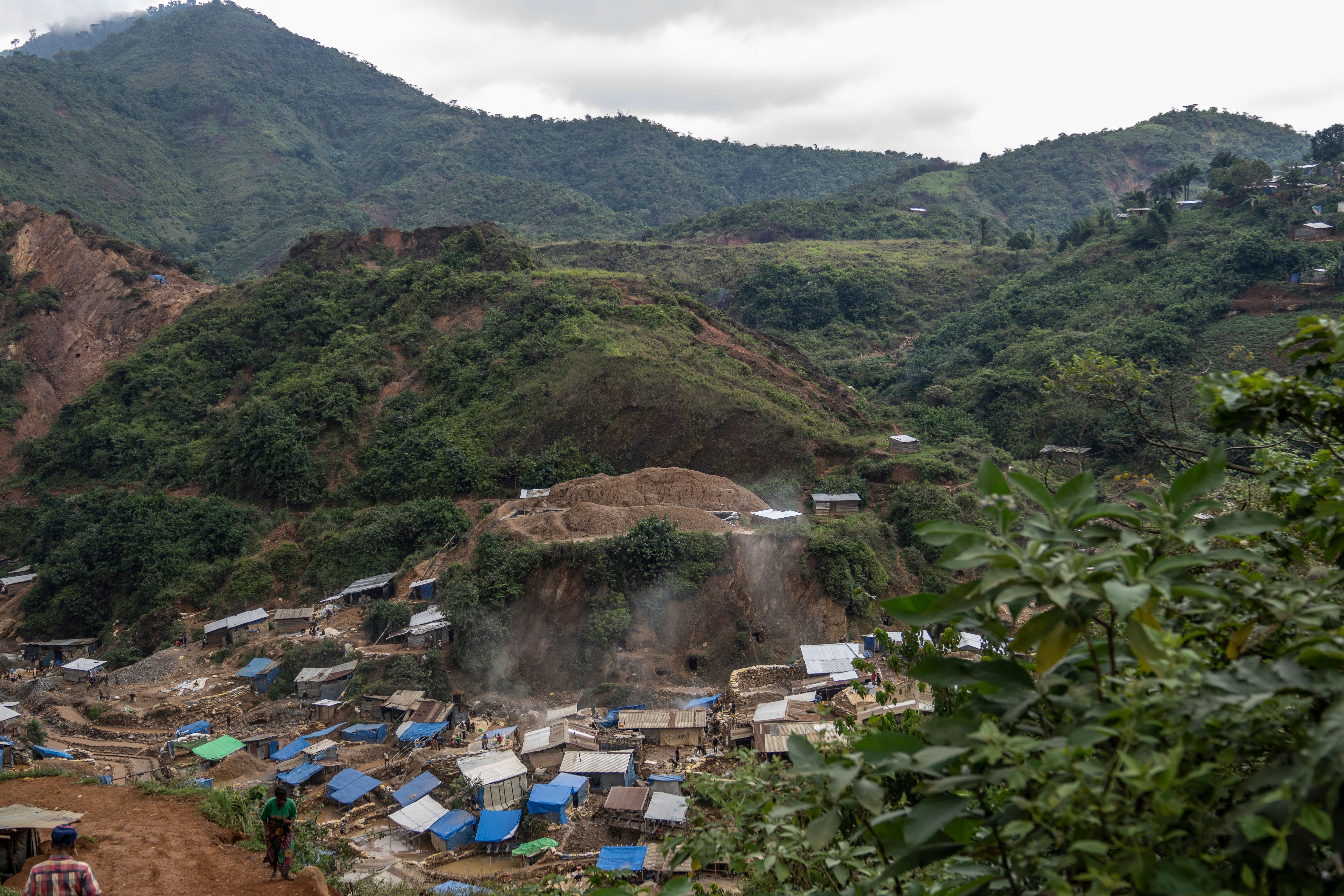 Aerial view of mining in Kamituga, eastern Congo