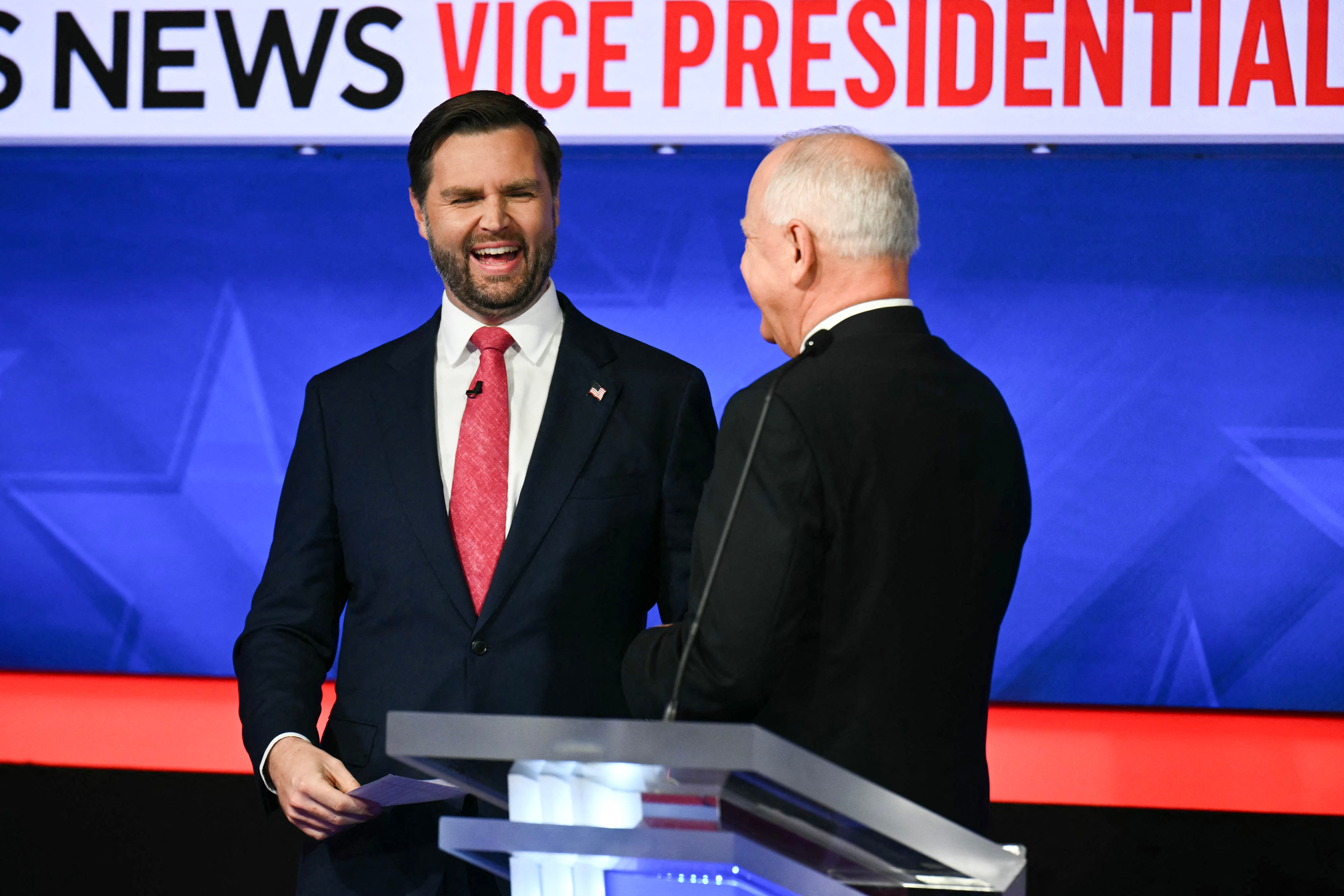 Walz and Vance on the debate stage