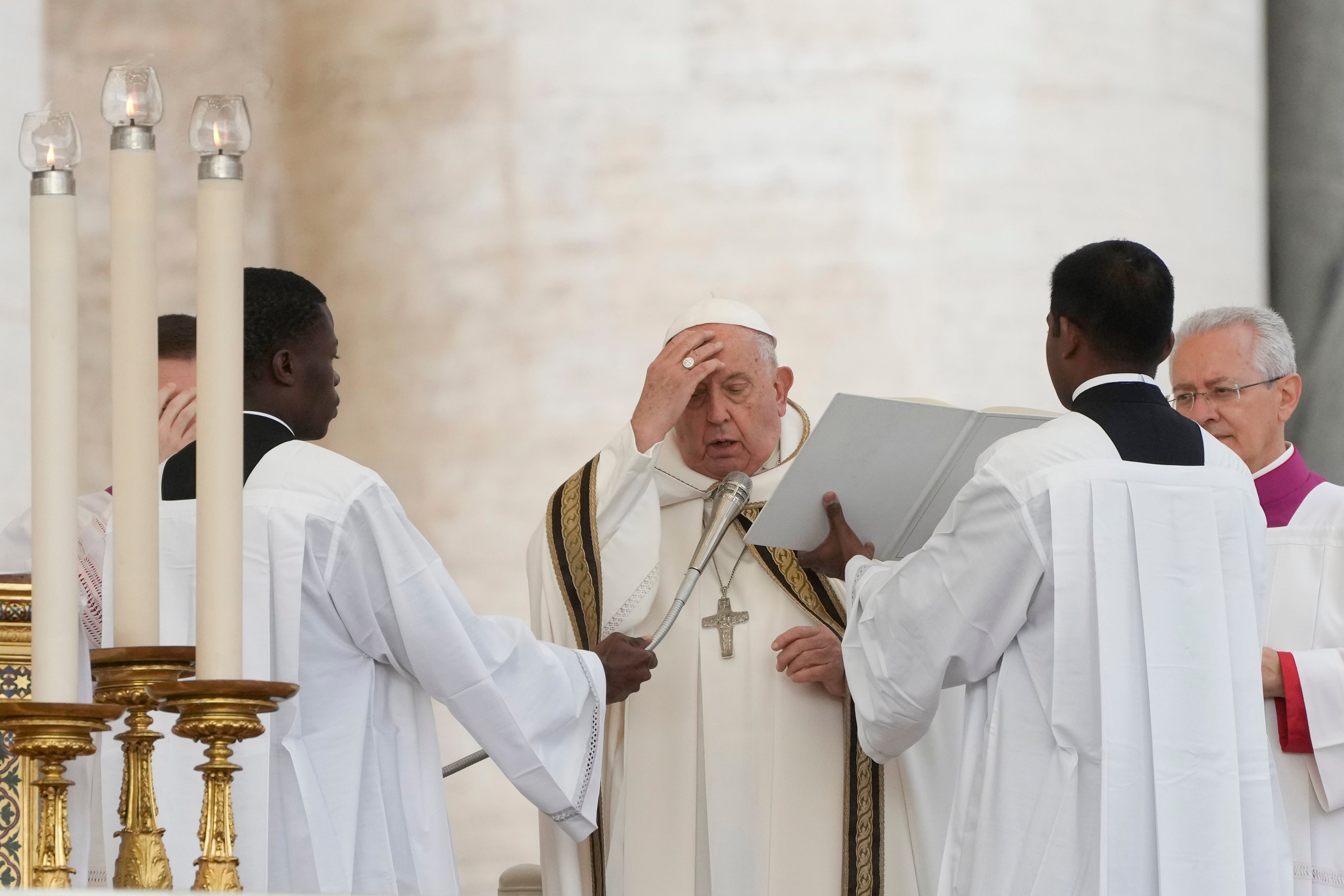 Pope Francis presides over a mass in St. Peter’s Square, at the Vatican