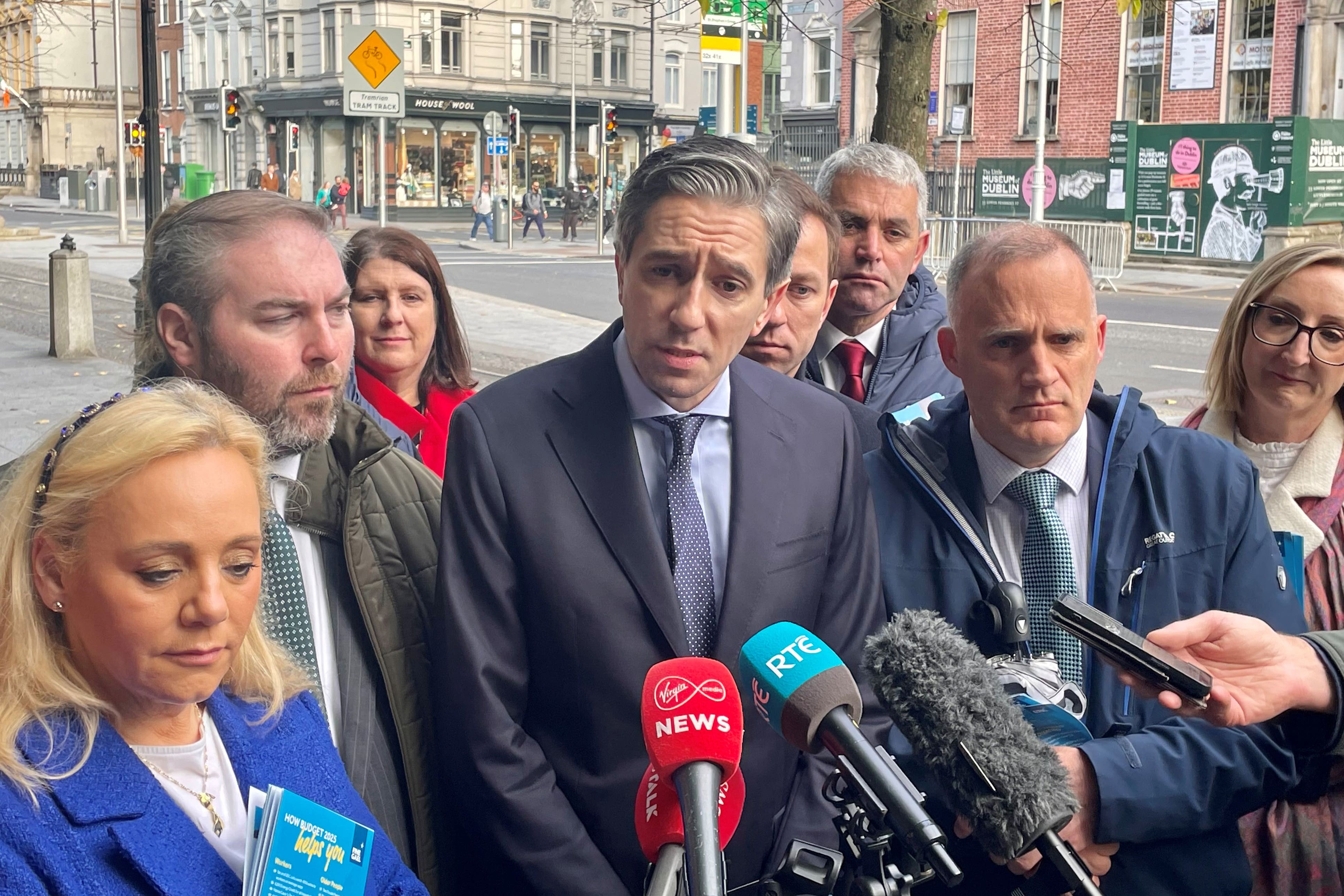 Taoiseach Simon Harris speaks to the media in central Dublin (David Young/PA)