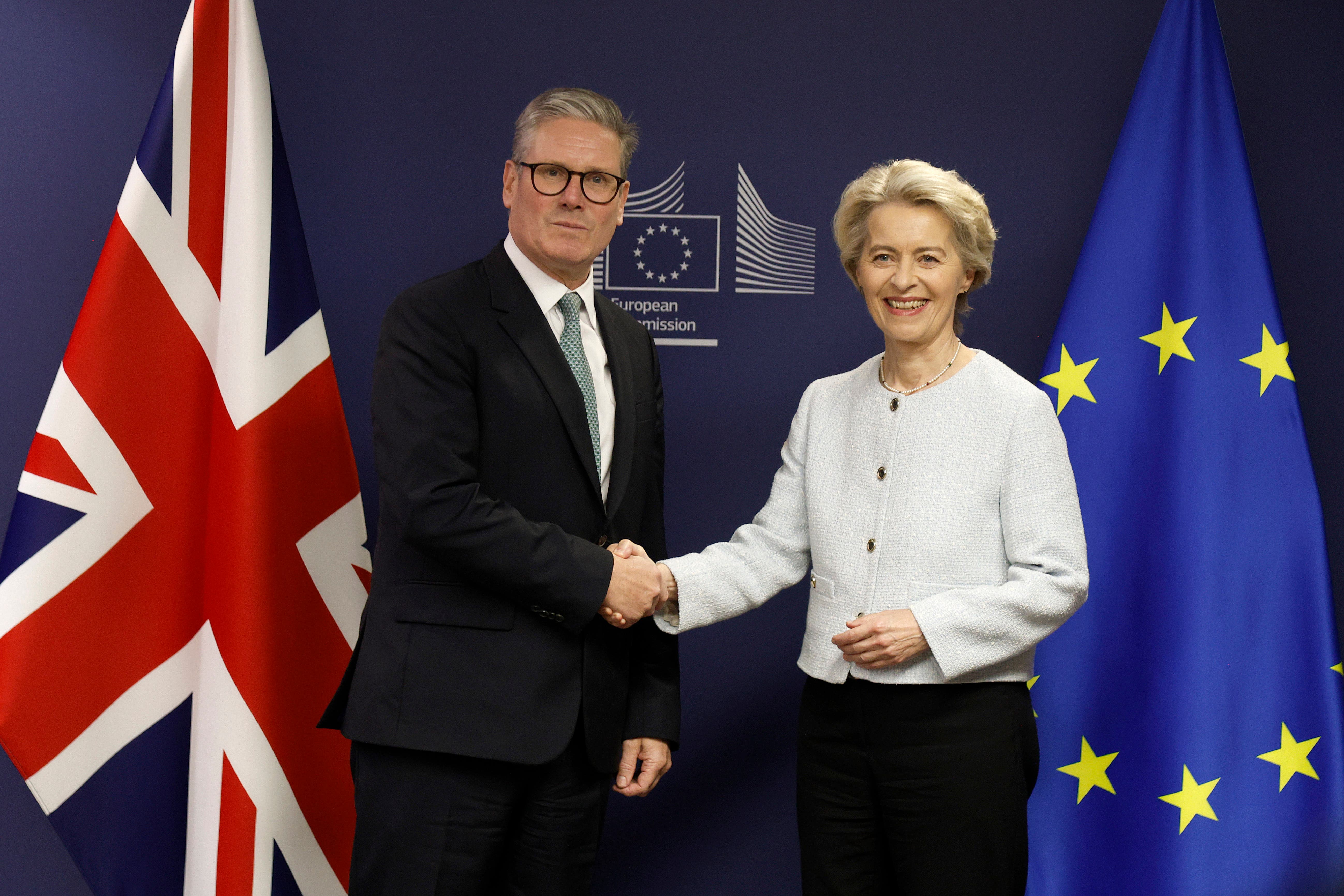 Sir Keir Starmer meets European Commission President Ursula von der Leyen in Brussels (Omar Havana/AP)