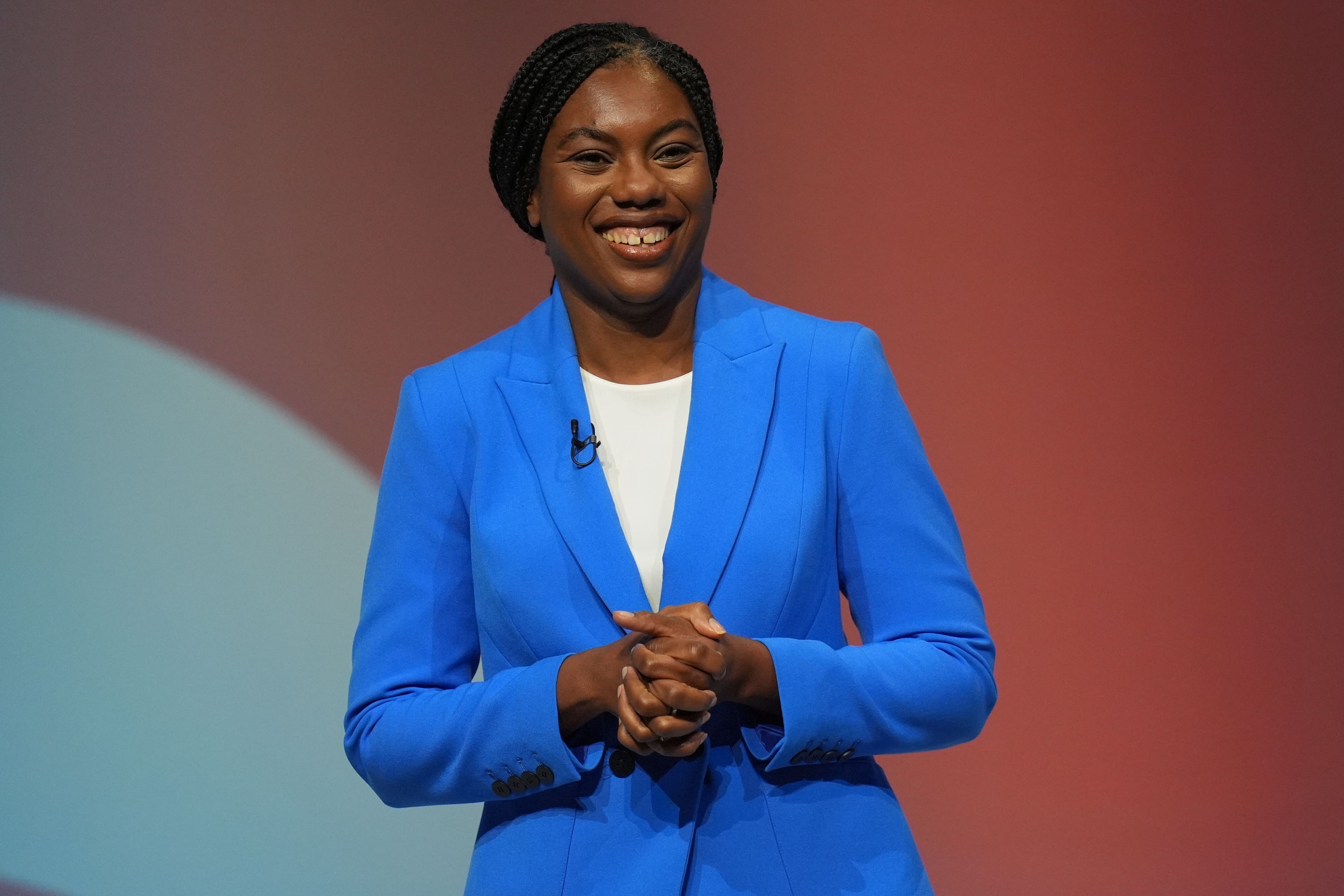 Conservative Party leadership candidate Kemi Badenoch on stage in Birmingham