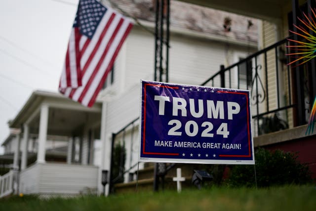 <p>A Trump yard sign. An argument in Las Vegas over a household’s affiliation turned violent </p>