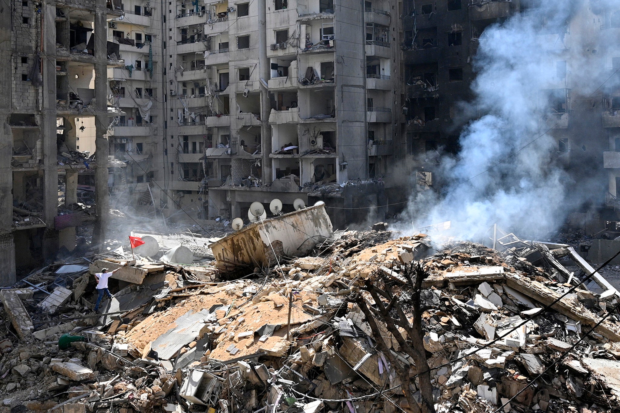 Israeli strikes on Beirut have turned part of the city to rubble