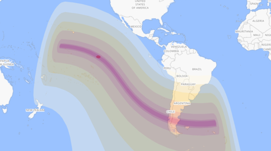 The path of the annular solar eclipse on 2 October, 2024