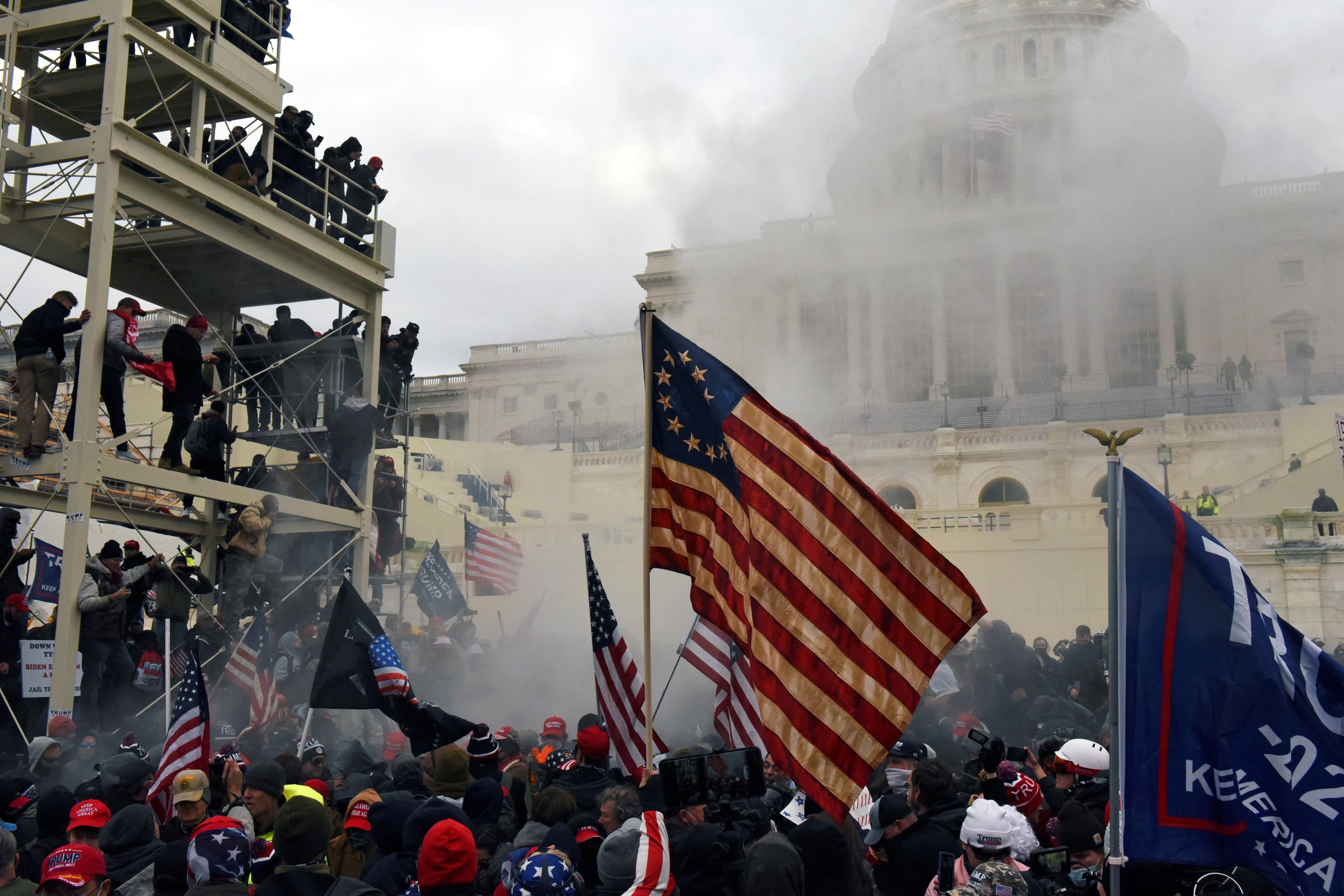 A mob of Donald Trump’s supporters storm the Captol building in Washington DC on January 6, 2021