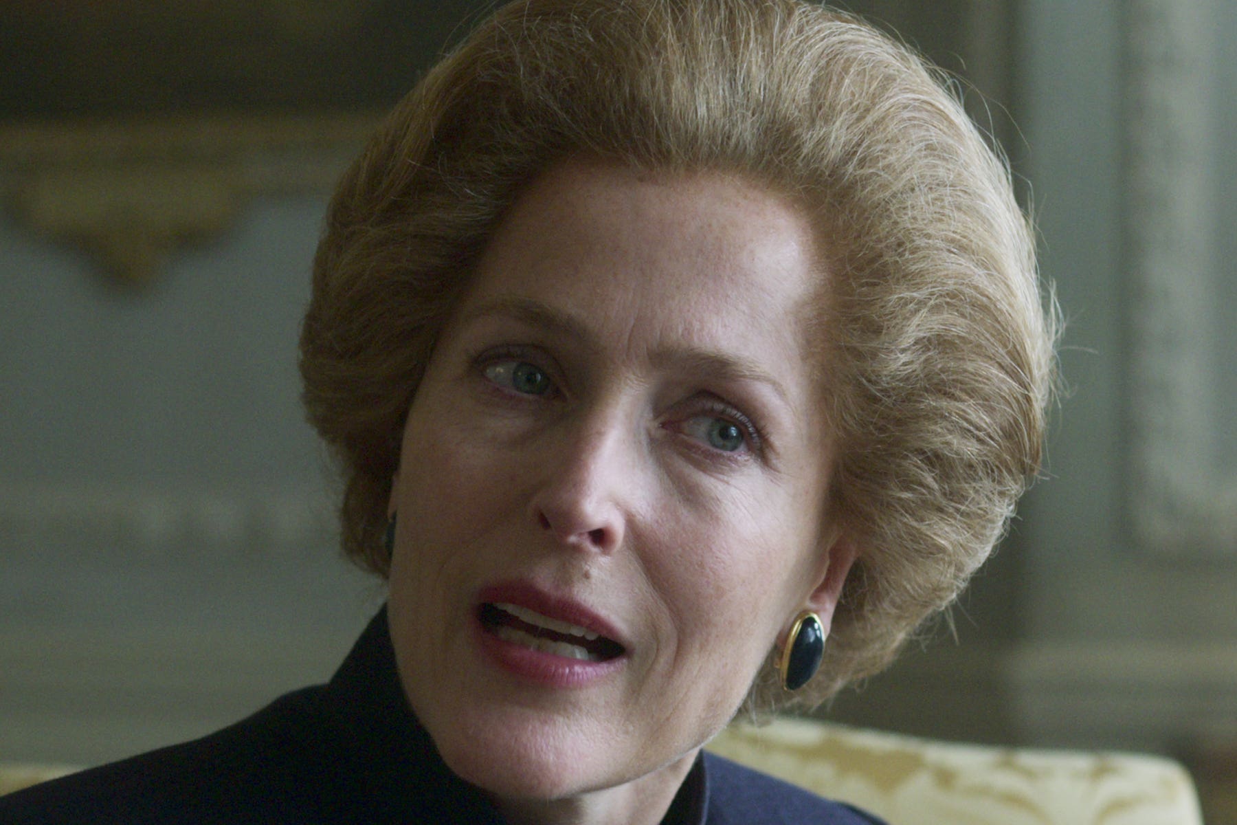 Gillian Anderson’s suit worn when playing Margaret Thatcher in The Crown will go on sale at the shop (Netflix/PA)