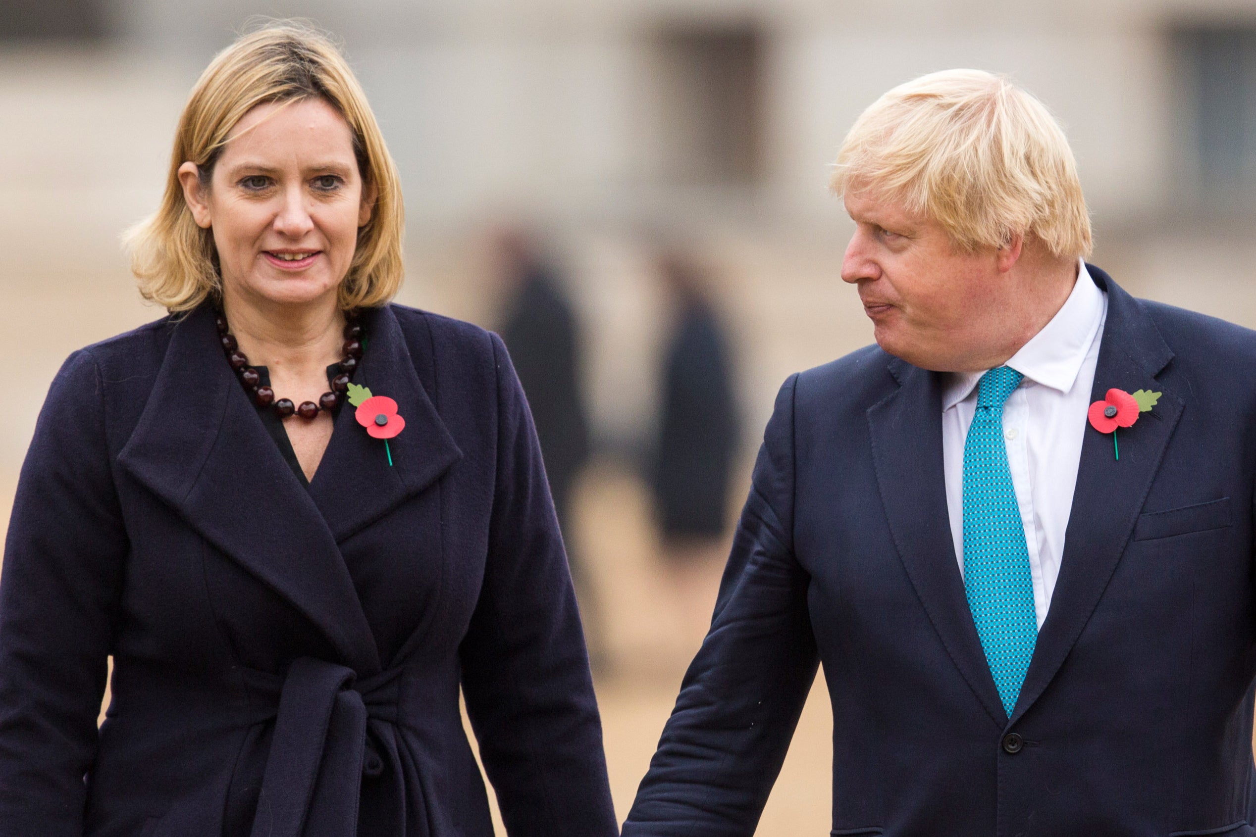 Former home secretary Amber Rudd pictured with Boris Johnson in 2016, when he was foreign secretary