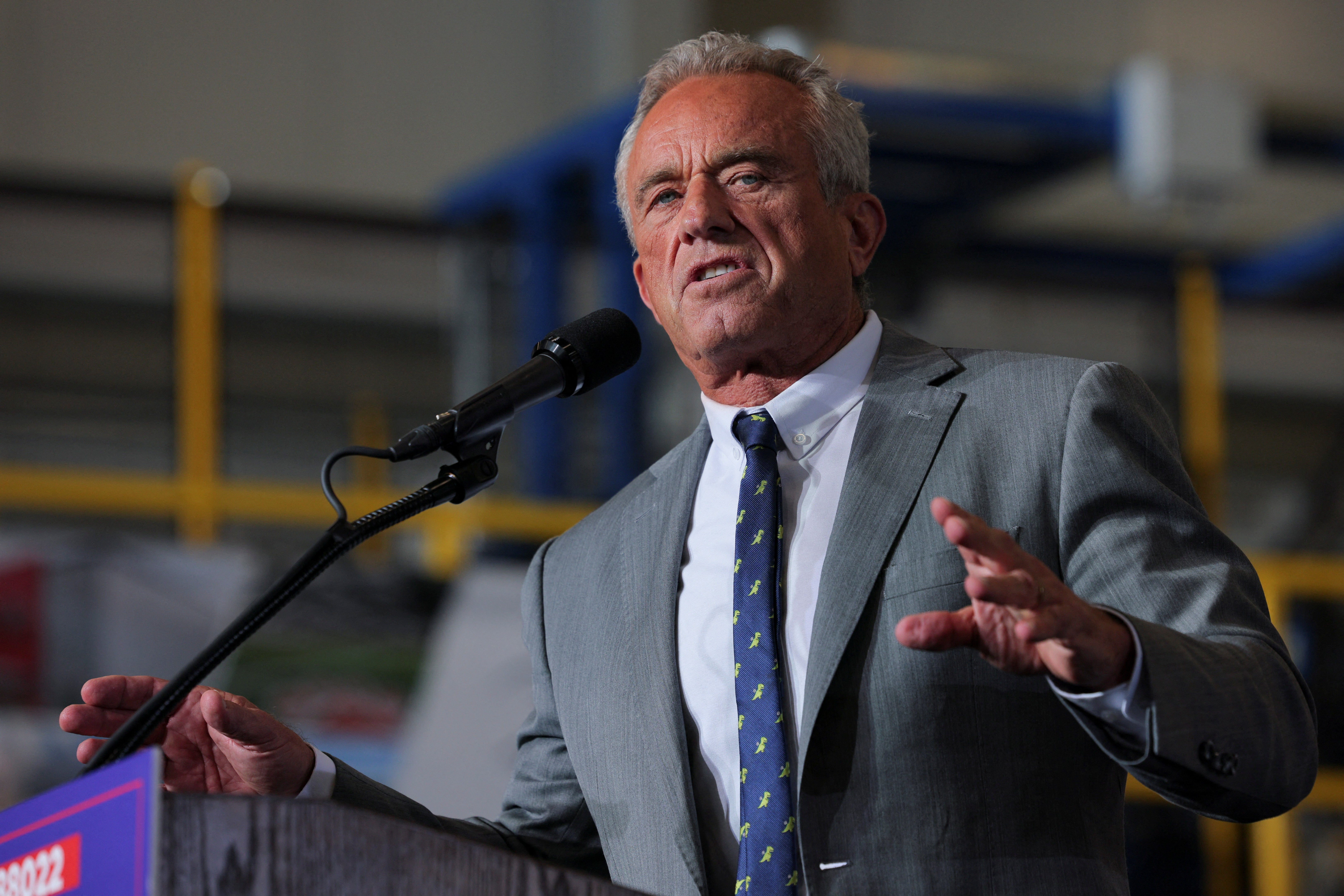 RFK Jr speaks during Trump's campaign stop in Michigan on September 27 after endorsing the former president