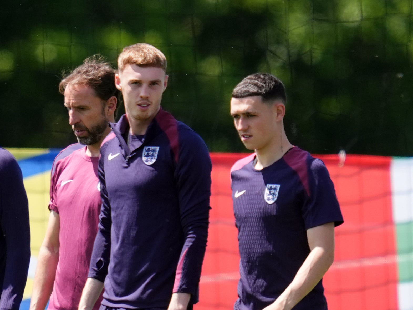 Cole Palmer and Phil Foden during a training session