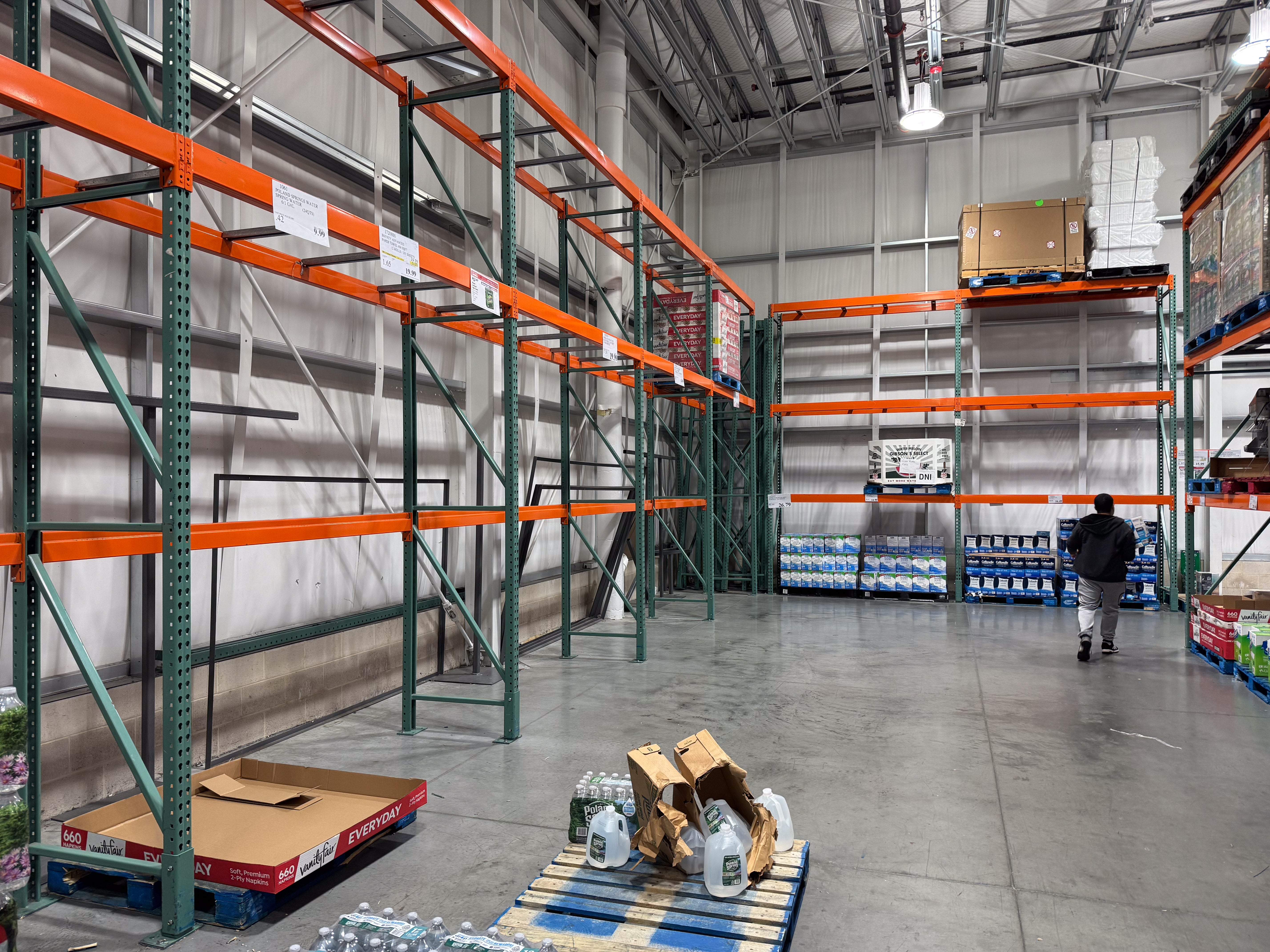 Empty shelves are seen at a supermarket as shoppers scramble for remaining goods while nationwide dockworkers' strike disrupts supply chains in New Jersey, United States on October 02, 2024.