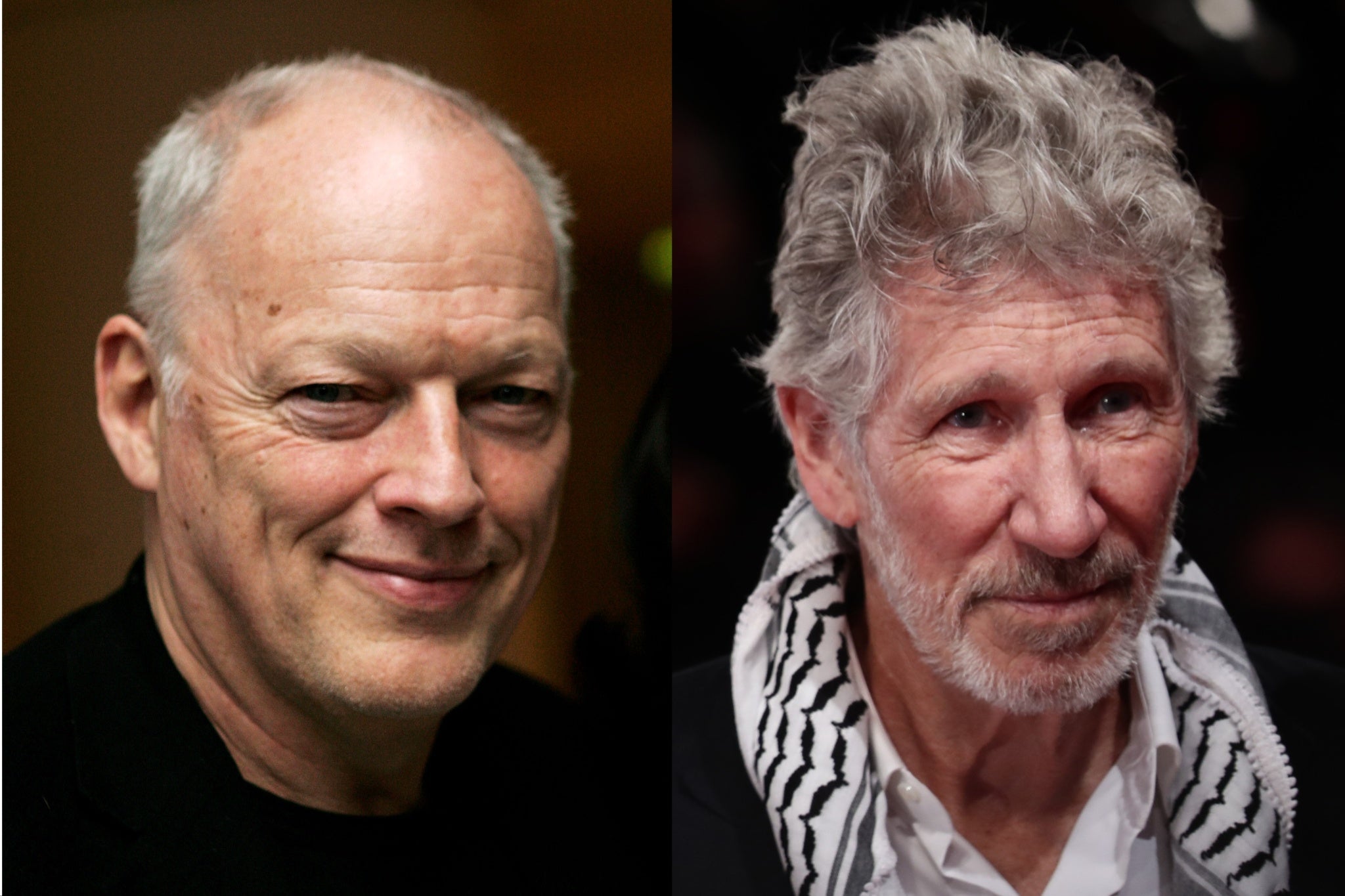 Ex-companheiros de banda do Pink Floyd David Gilmour e Roger Waters