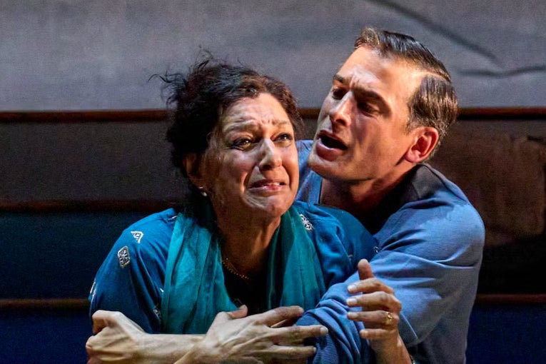 Meera Syal (Queenie) and Marc Elliott (Gopal) in ‘A Tupperware of Ashes’