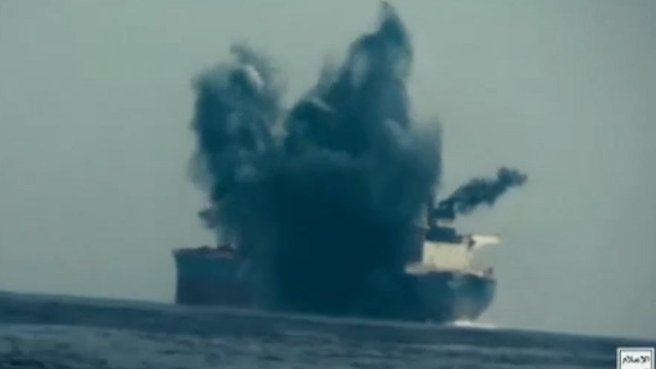 Yemen's Houthi rebels release video earlier this month claiming to have blown up British oil tanker in Red Sea