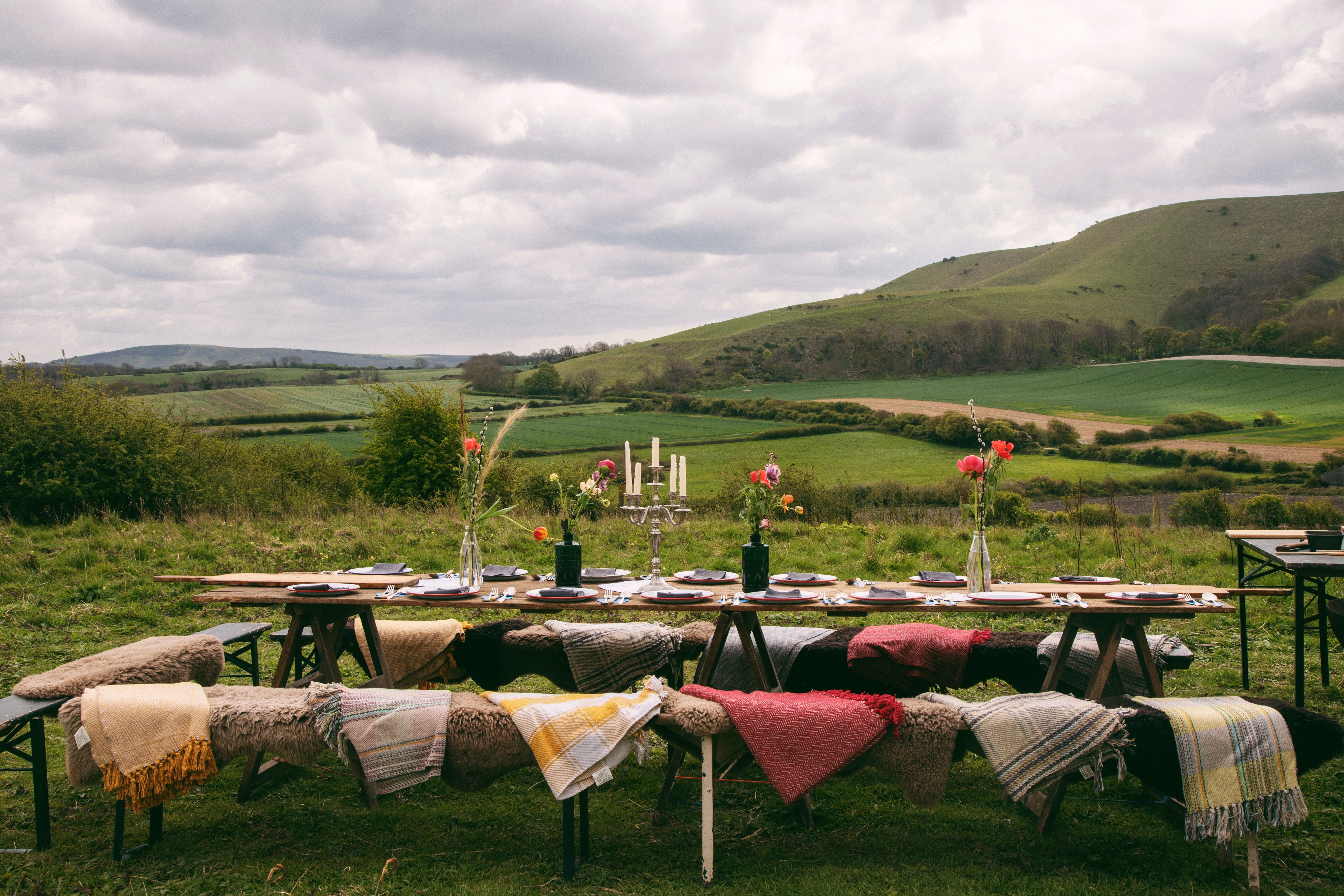 Banquet tables bring home comforts to the great British outdoors