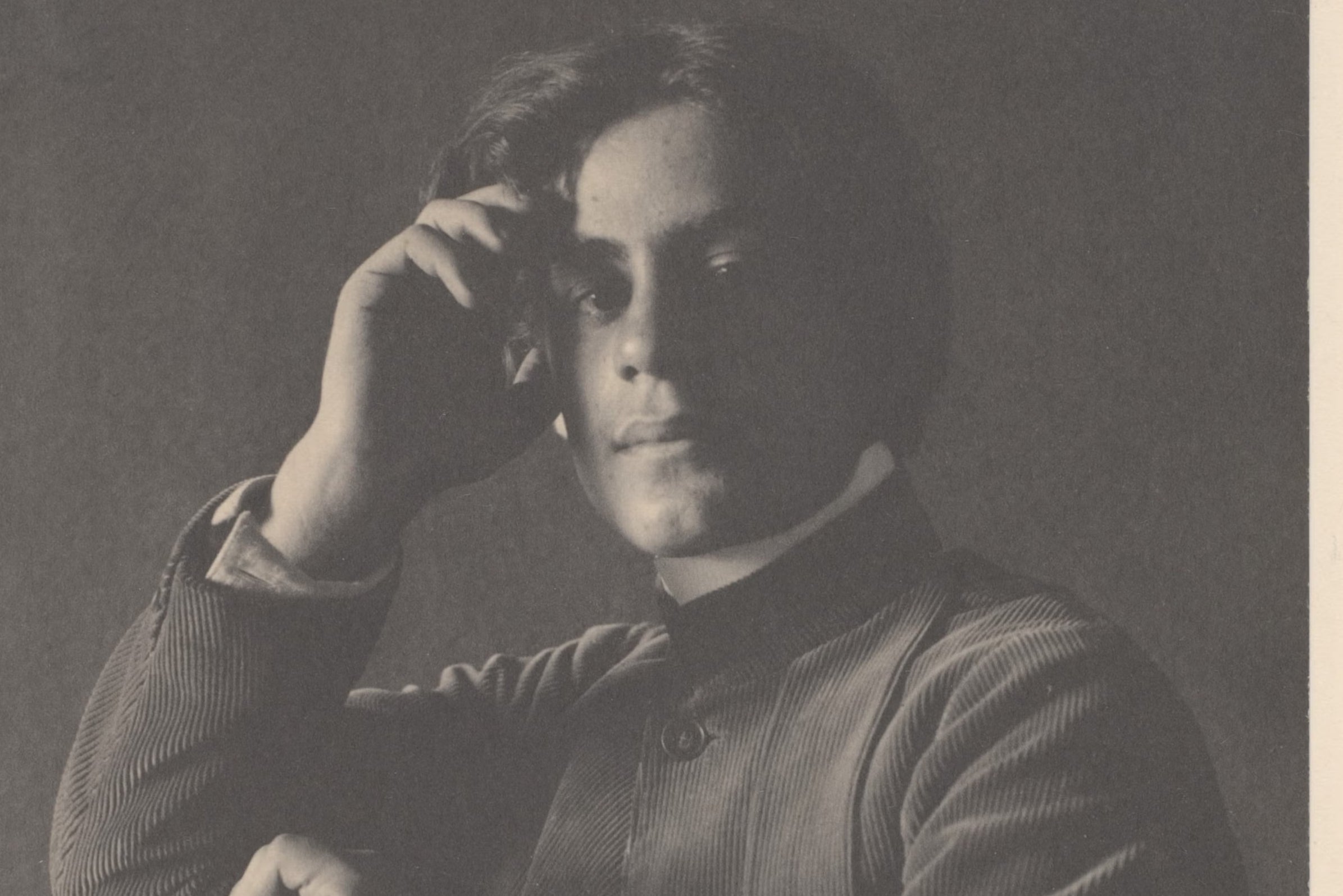 Kahlil Gibran in 1896, aged 14. The photograph was taken by F Holland Day who funded and guided the education of Gibran, encouraging him to study art and poetry