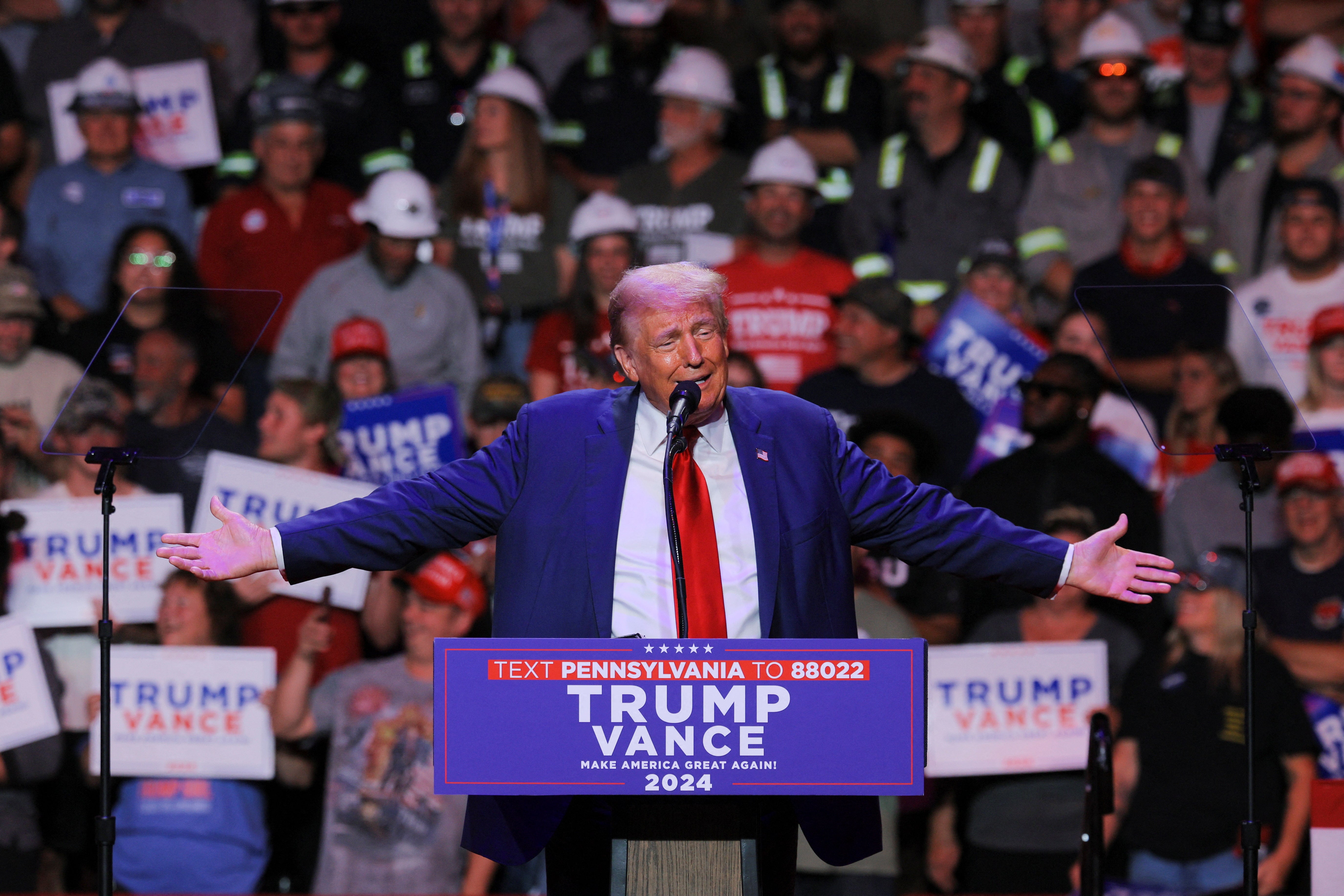 Trump holds a campaign rally in Indiana, Pennsylvania, on September 23 in front of adoring MAGA fans