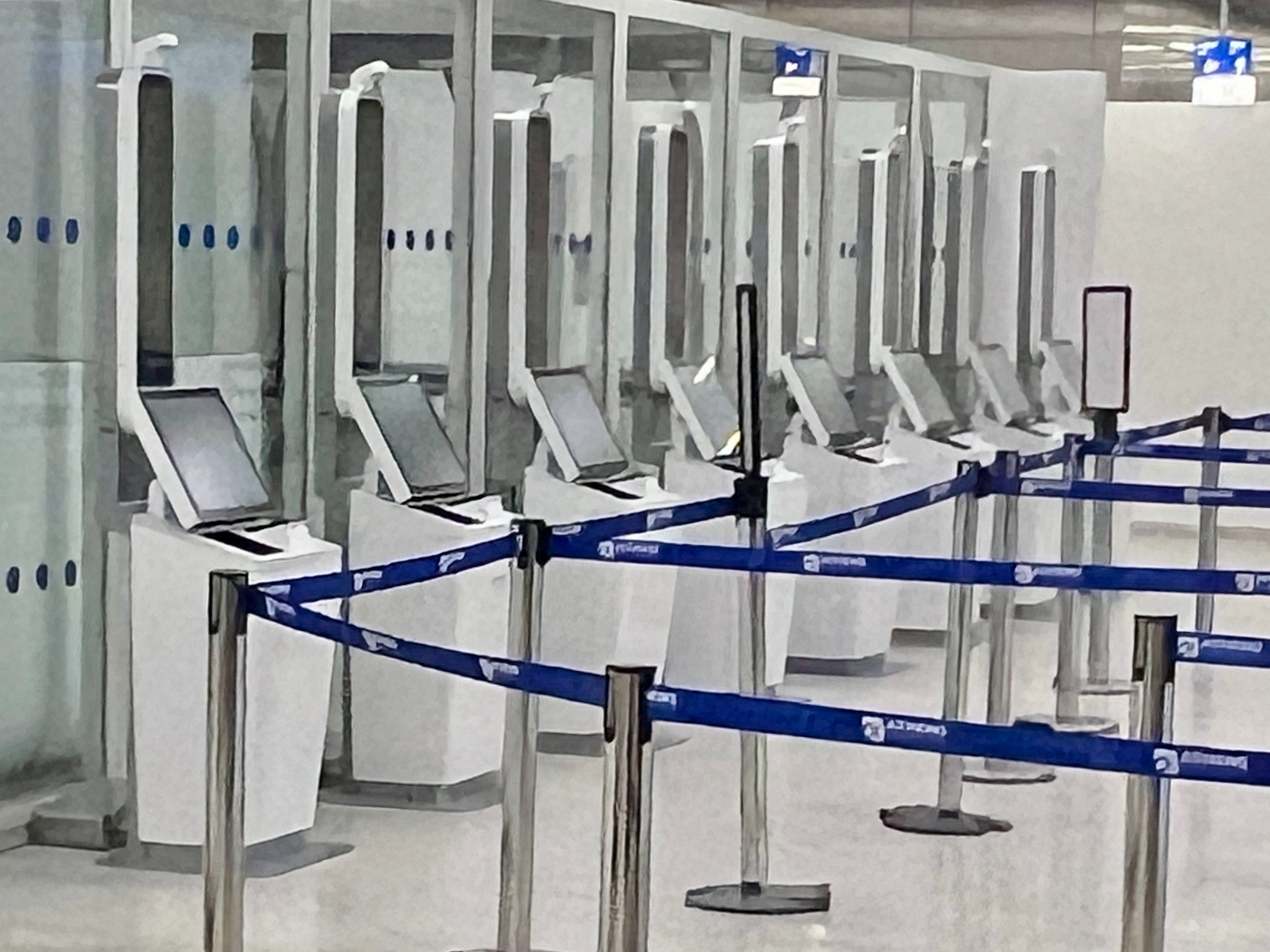 Ready for action: Booths at Athens airport for taking fingerprints and photographs of ‘third-country nationals’ such as British travellers