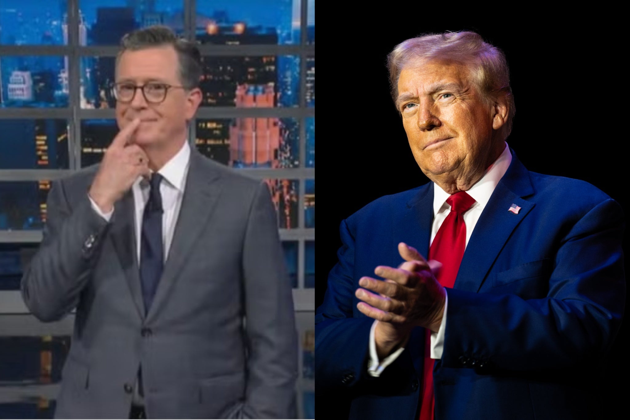 Stephen Colbert and Donald Trump