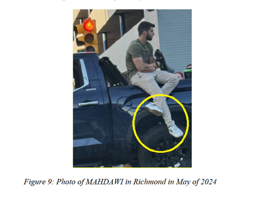 Mahdawi has made past appearances at protests, according to police, wearing the same pair of white Nikes