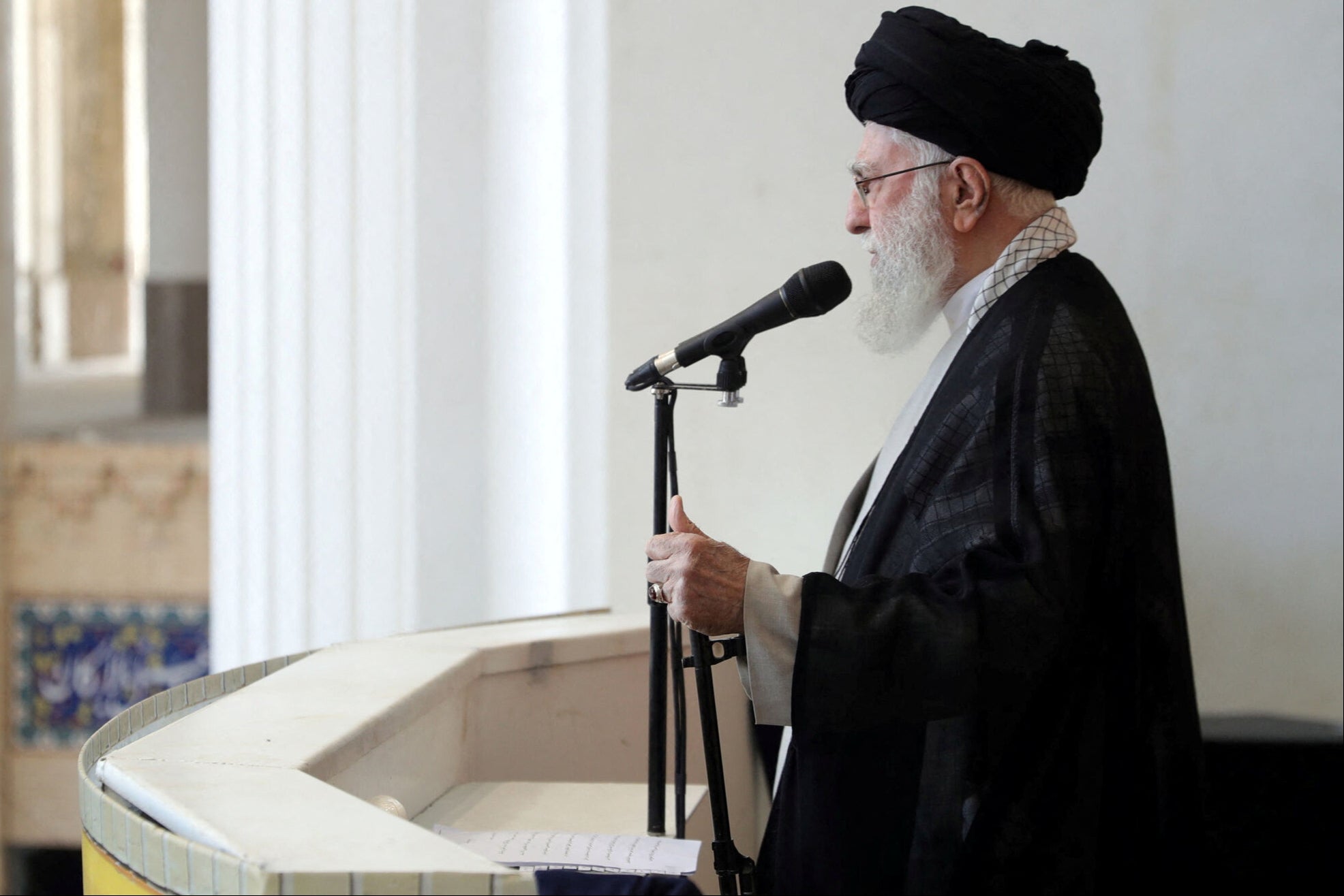 Iran’s supreme leader Ali Khamenei addresses a huge crowd in Tehran on Friday