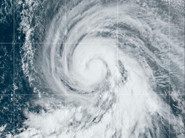 <p>Satellite image shows Hurricane Kirk in the Atlantic Ocean earlier this week </p>