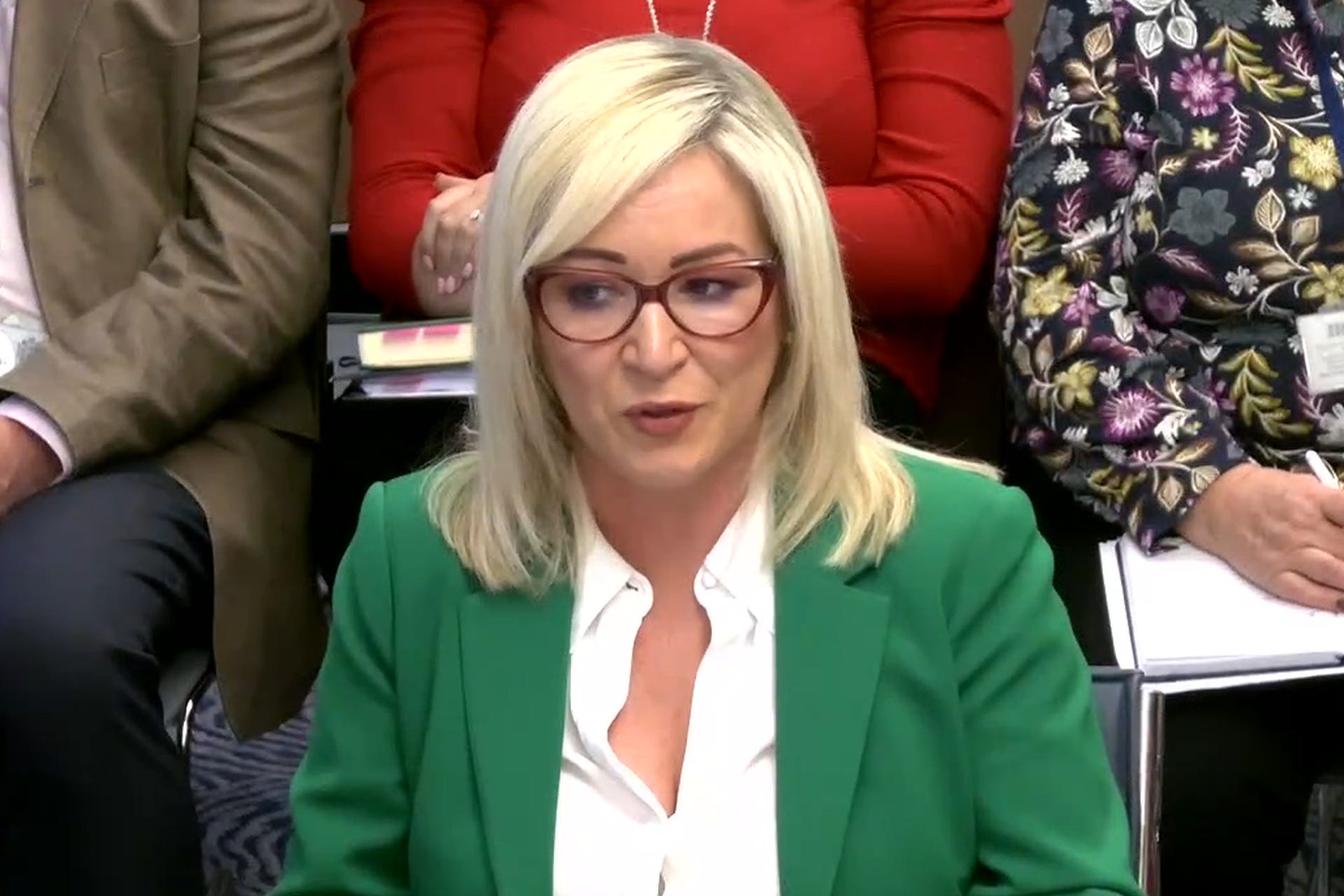 Michelle O’Neill apologised on behalf of Sinn Fein for the actions of the press officers (NI Assembly Broadcasting/PA)