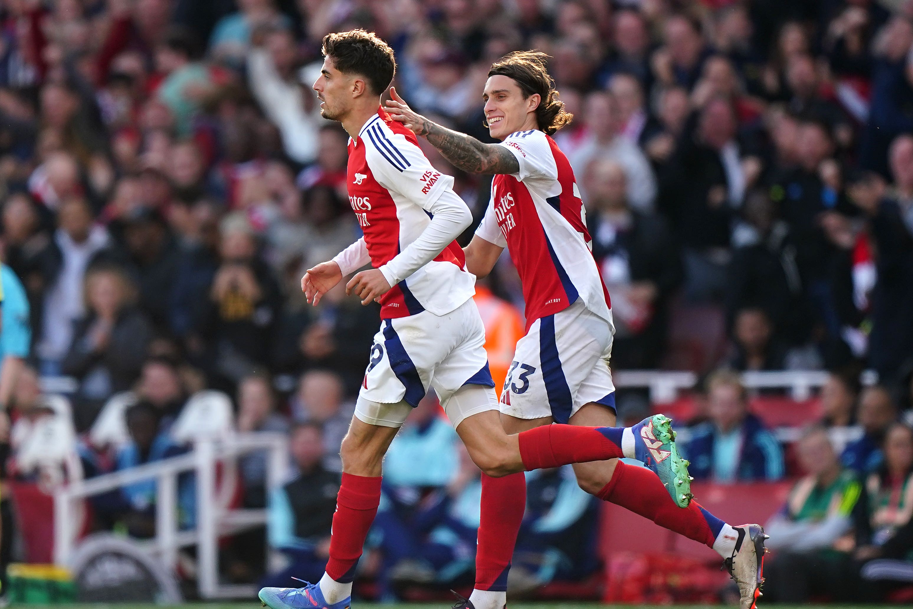 Kai Havertz (left) was on target as Arsenal hit back to win (Zac Goodwin/PA)