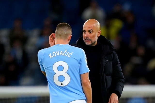 Pep Guardiola praised Mateo Kovacic after his double against Fulham (Martin Rickett/PA)