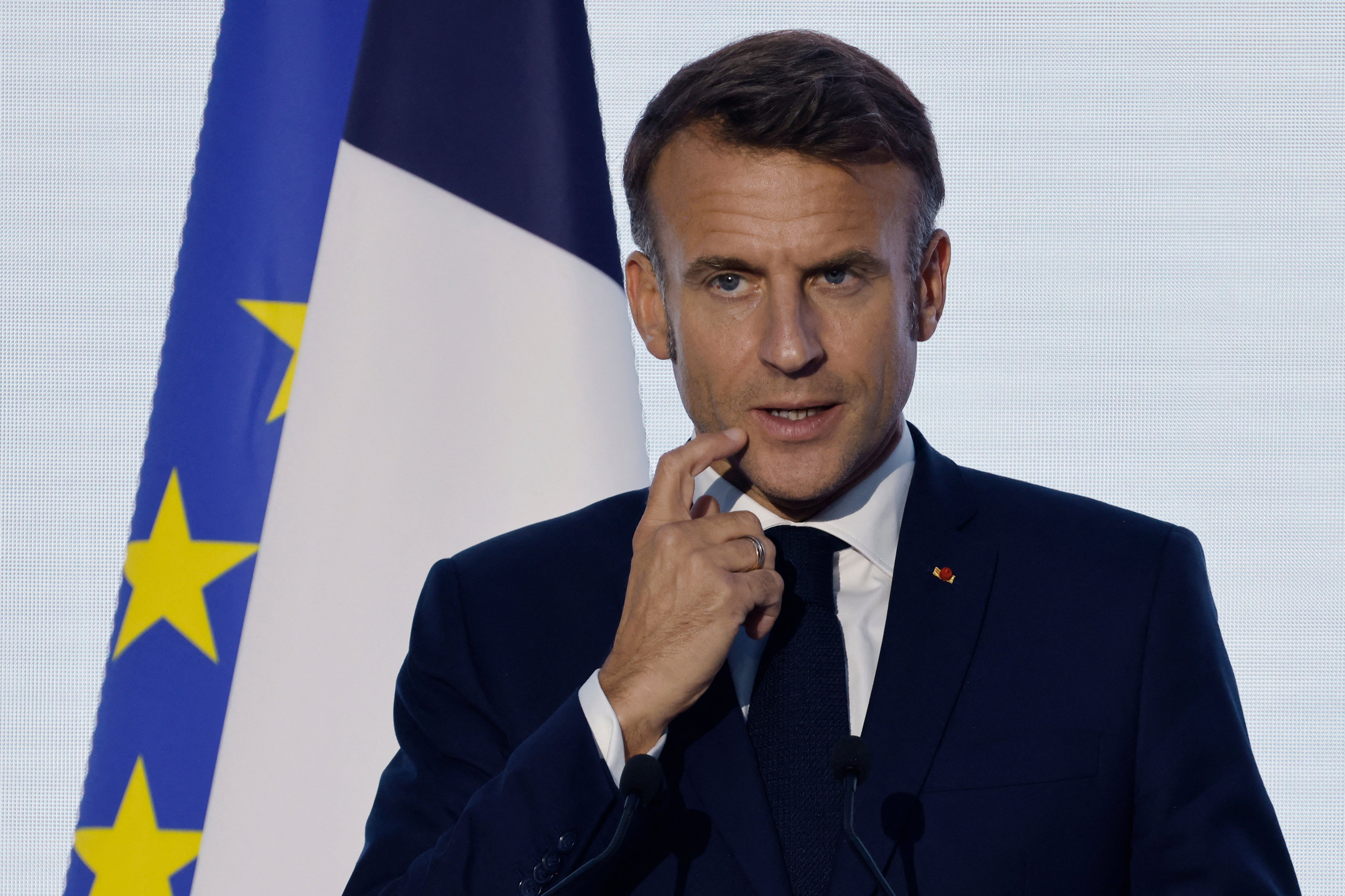 France’s President Emmanuel Macron holds press conference at end of closing session of 19th Summit of the Francophonie at Grand Palais in Paris on 5 October