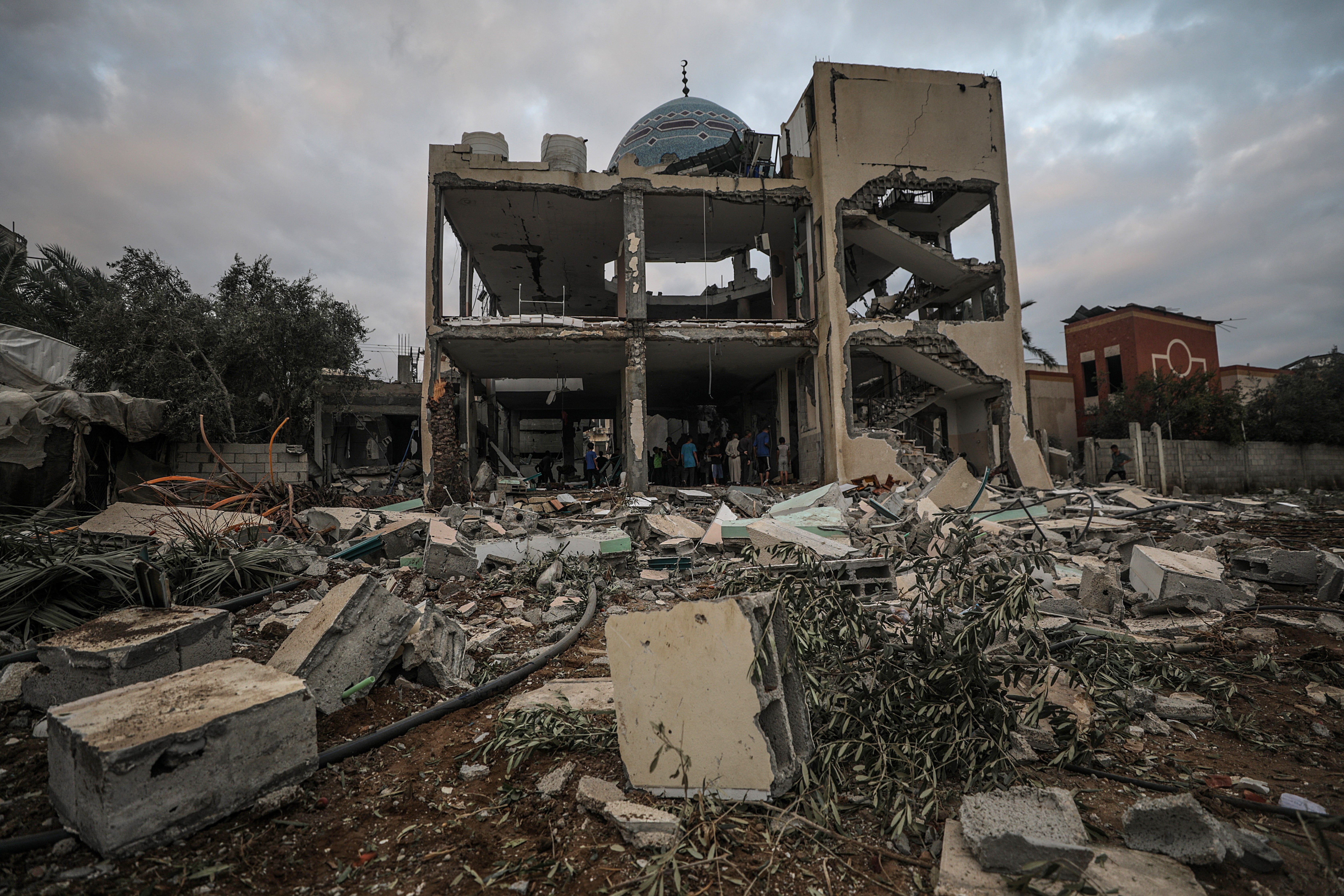 A view of the destroyed Al-Aqsa Martyrs Mosque following an Israeli airstrike in Deir al Balah, central Gaza Strip