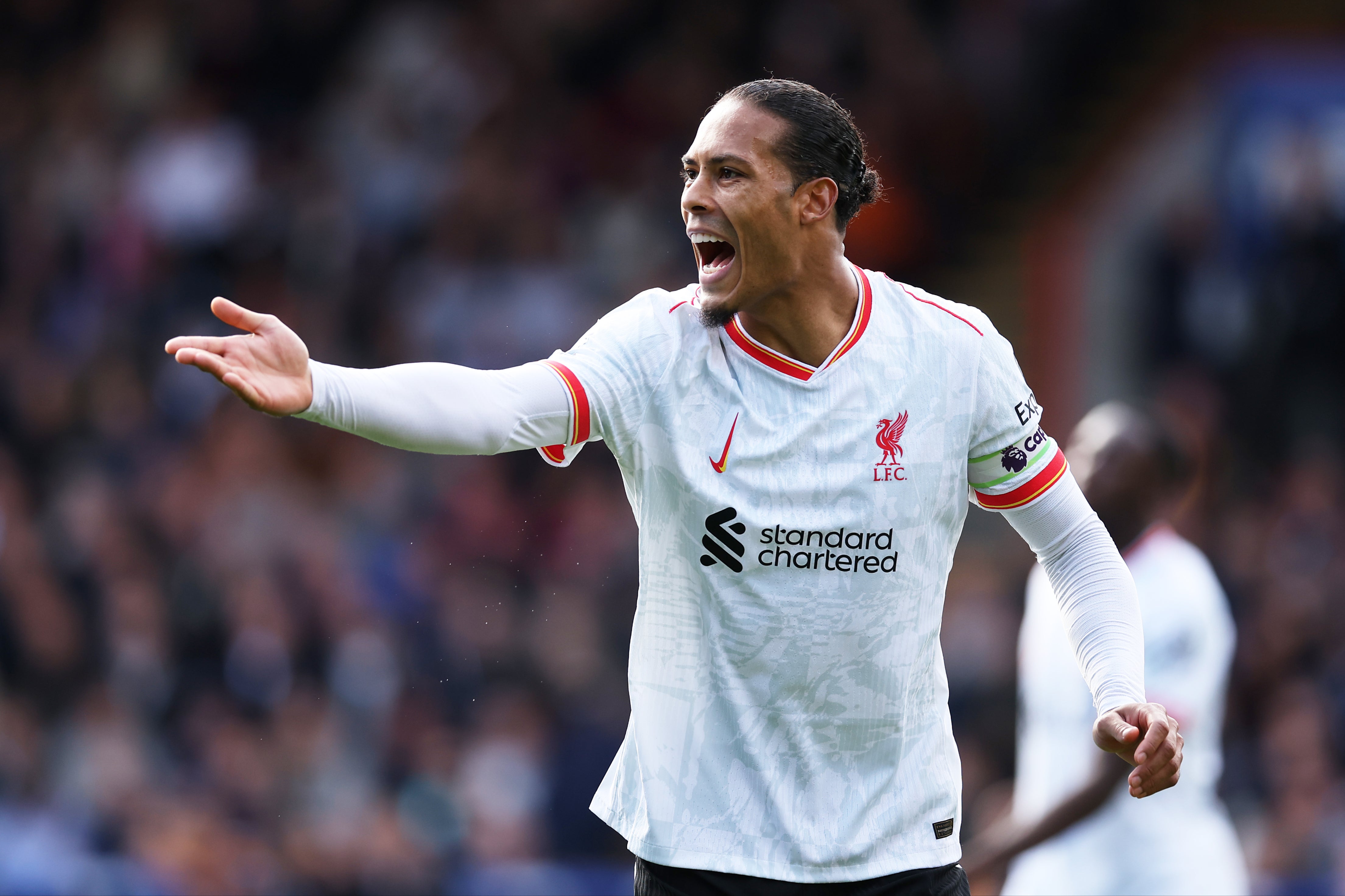 Virgil van Dijk was perhaps fortunate to get away with a pull back of Marc Guehi